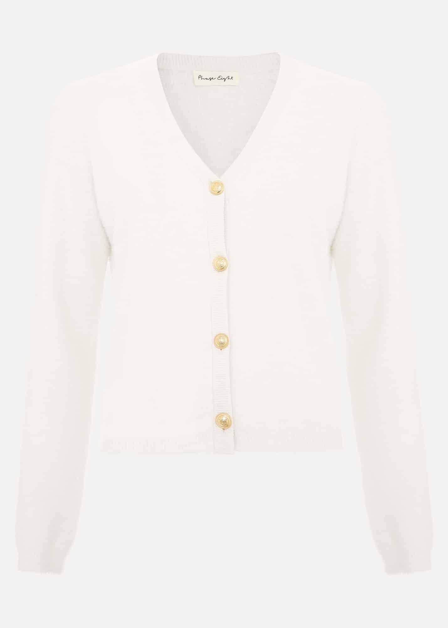 Mindy Fluffy Knit V Neck Cardigan | Phase Eight UK |
