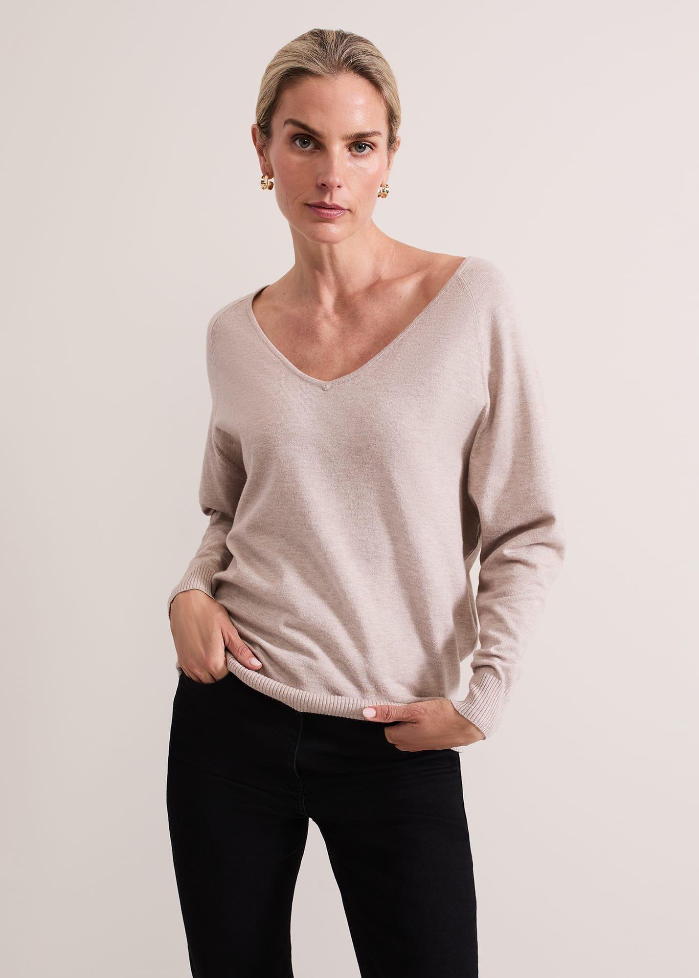 ${product-id}-Senita Fine Knit V-Neck Jumper-Oatmeal-${view-type}