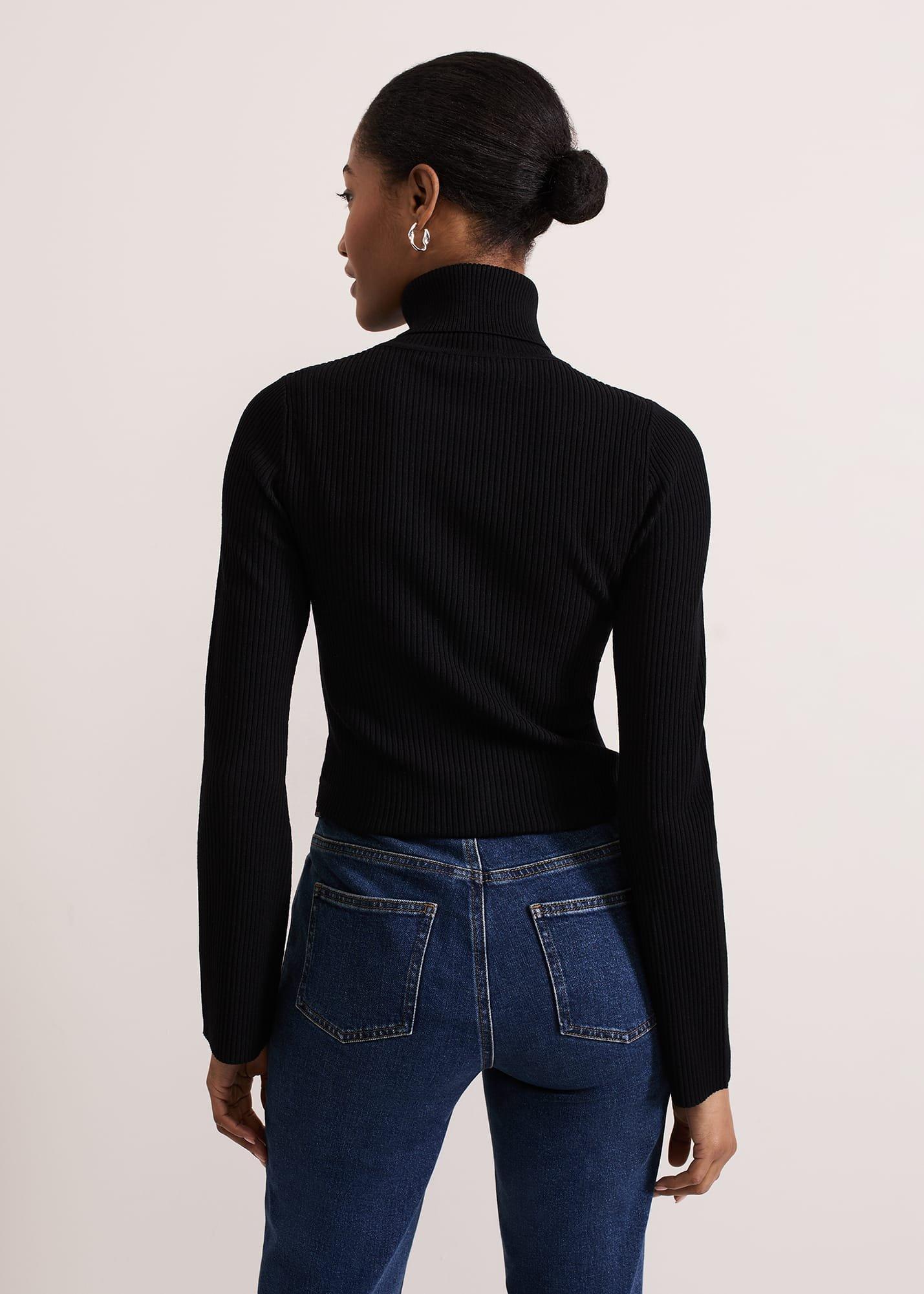 Fran Fluted Sleeve Ribbed Roll Neck
