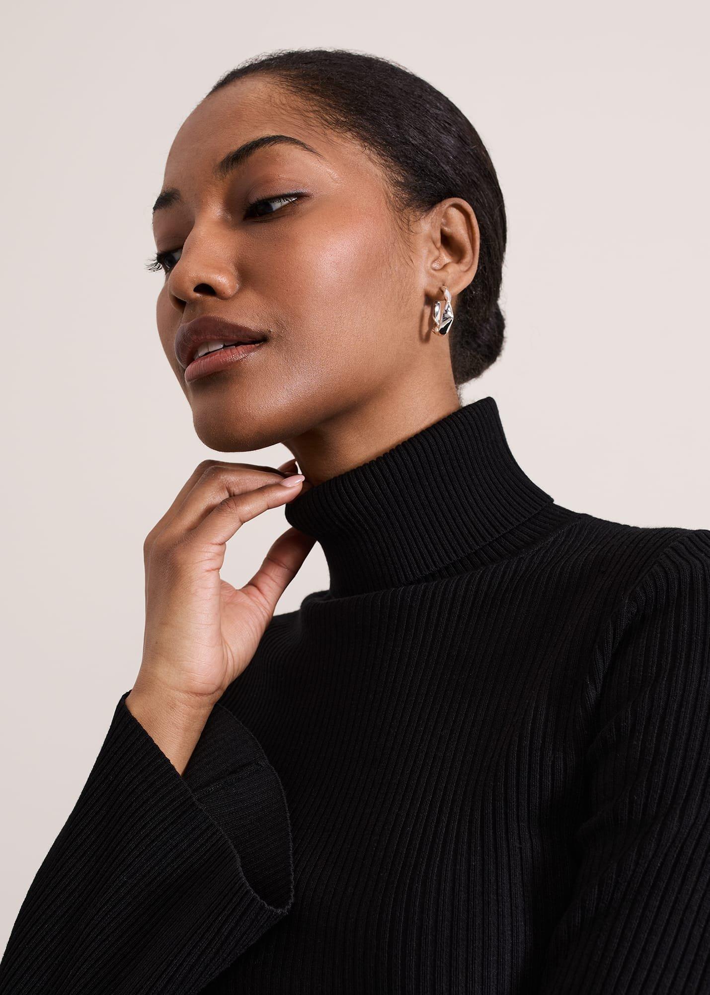 Fran Fluted Sleeve Ribbed Roll Neck