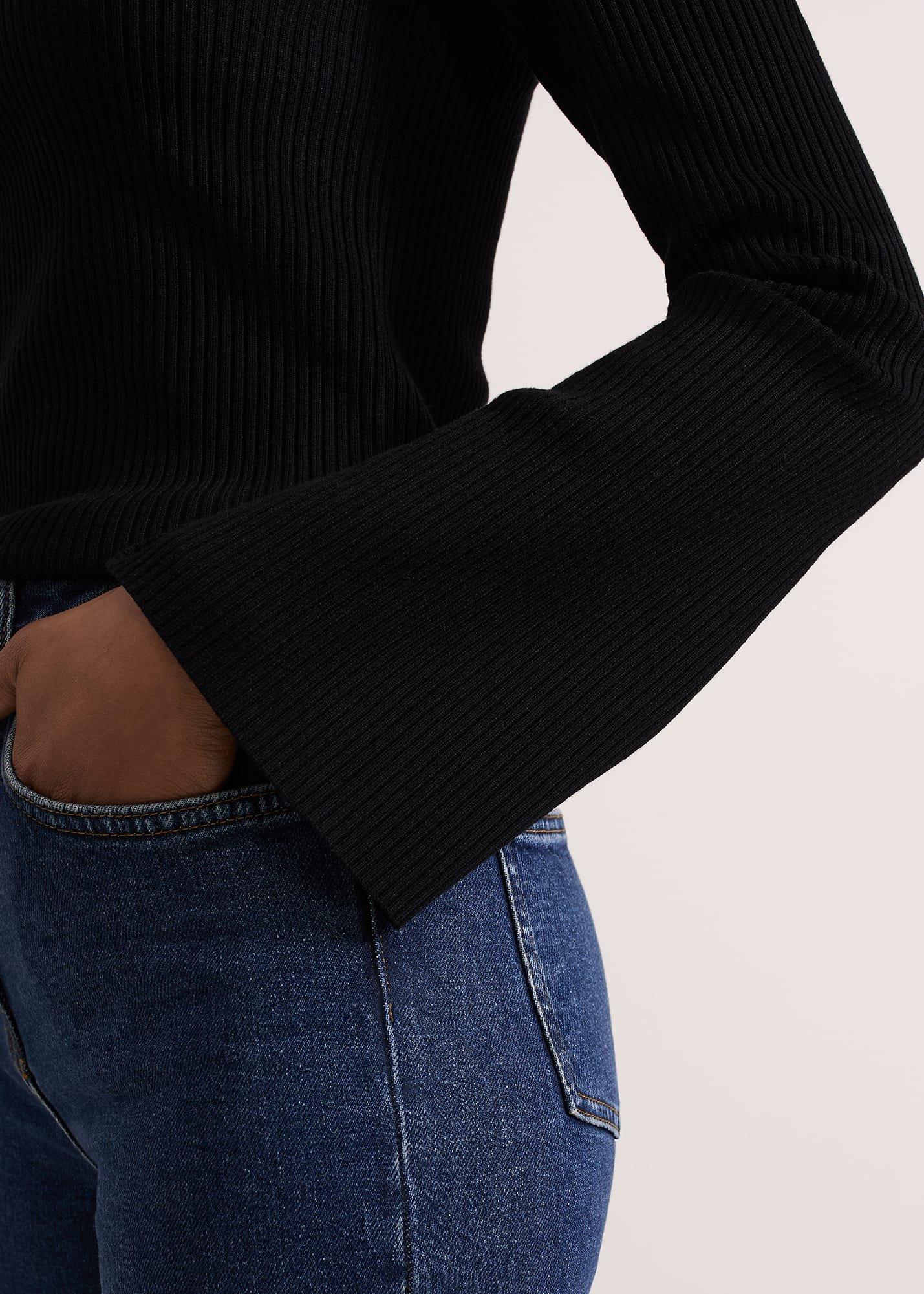 Fran Fluted Sleeve Ribbed Roll Neck