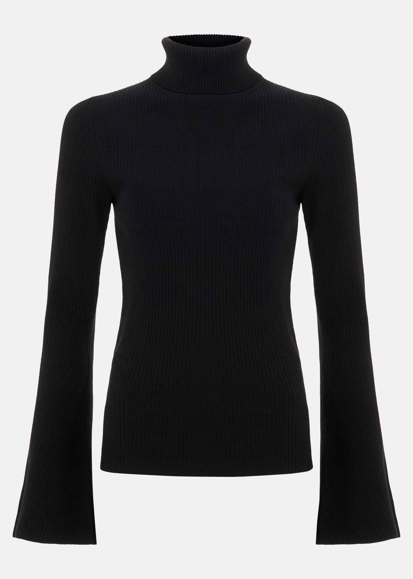 Fran Fluted Sleeve Ribbed Roll Neck
