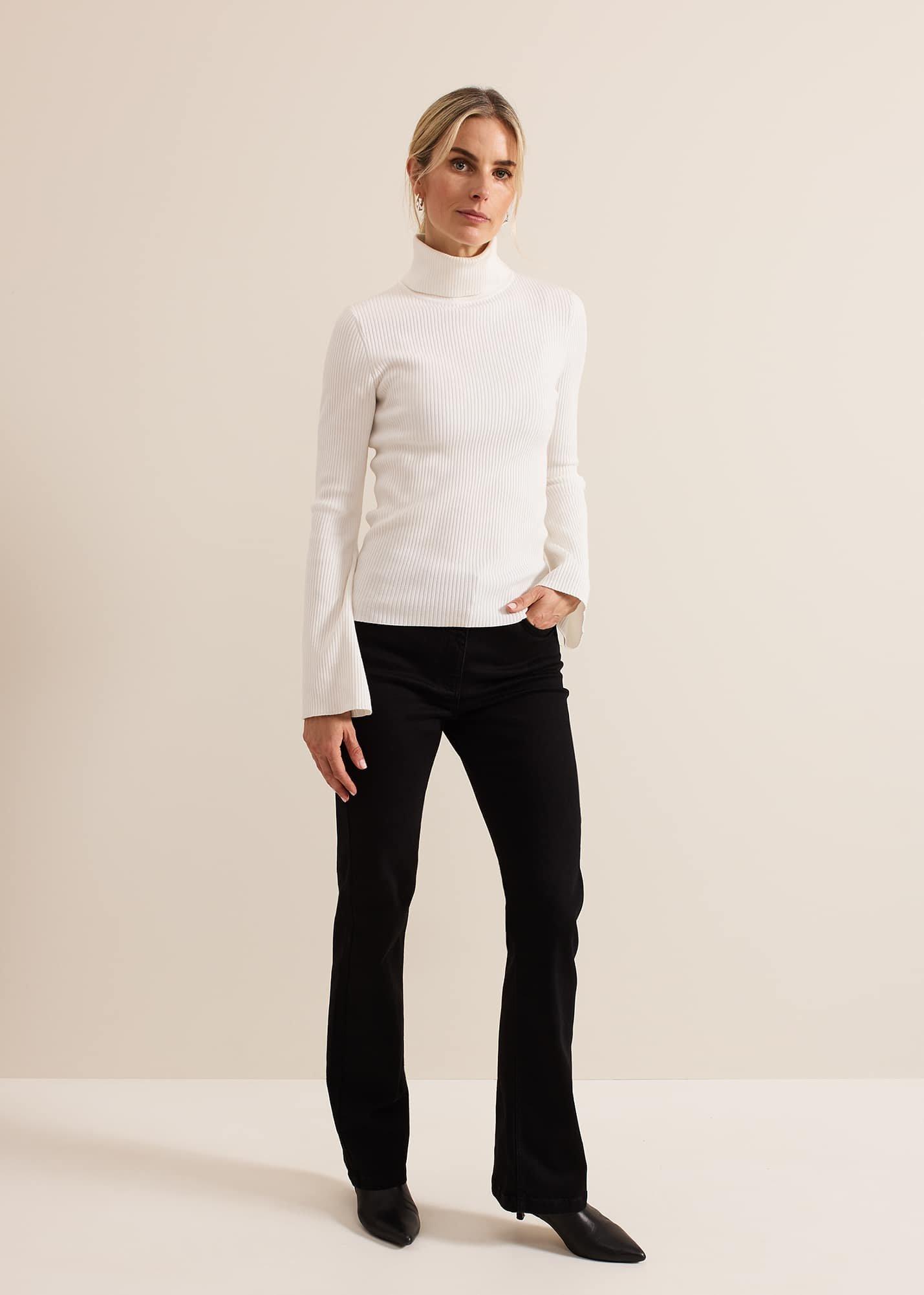 Fran Fluted Sleeve Ribbed Roll Neck