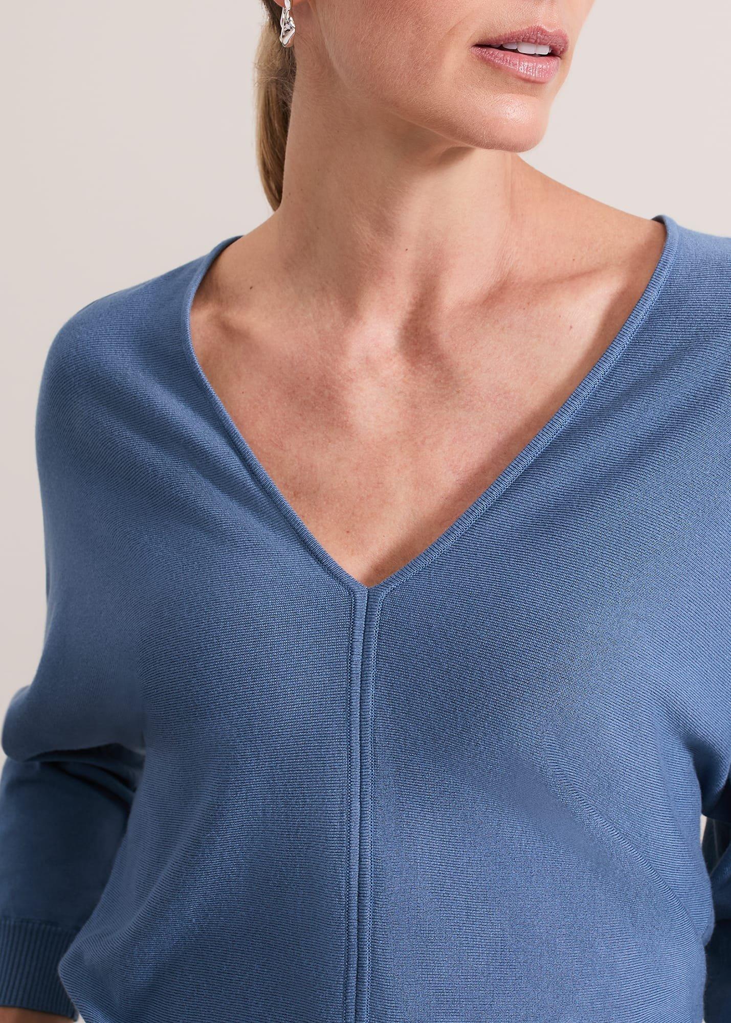 ${product-id}-Gina V Neck Batwing Jumper-Blue-${view-type}