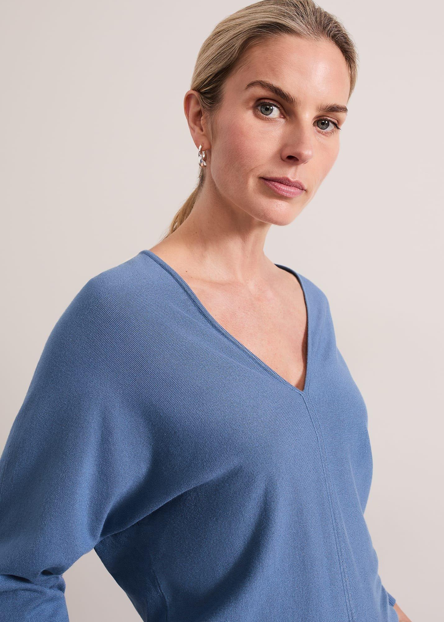 ${product-id}-Gina V Neck Batwing Jumper-Blue-${view-type}