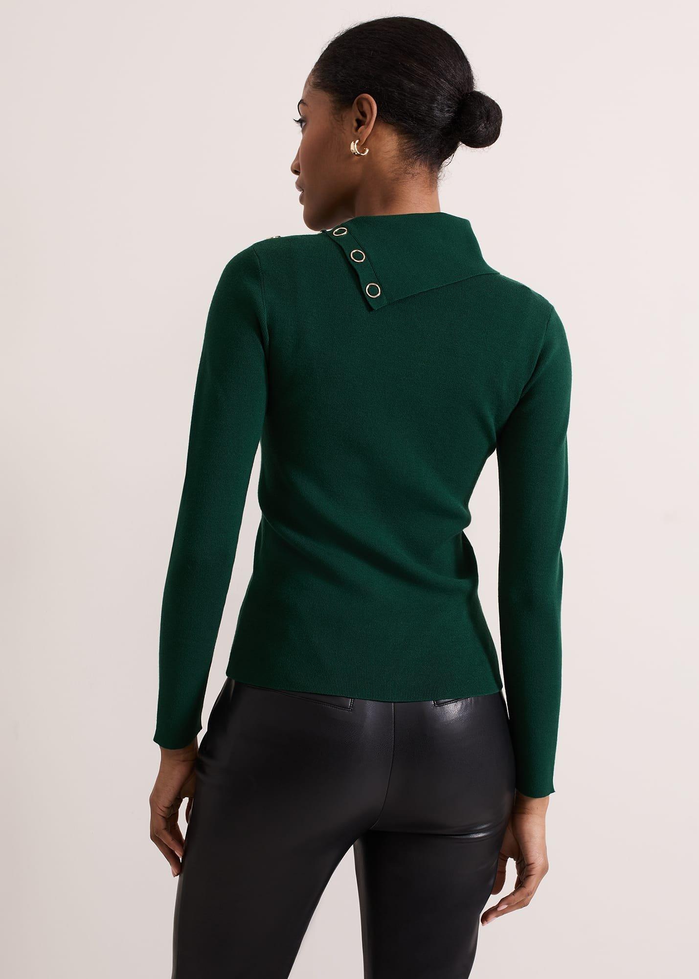 Regina Popper Collar Ribbed Top