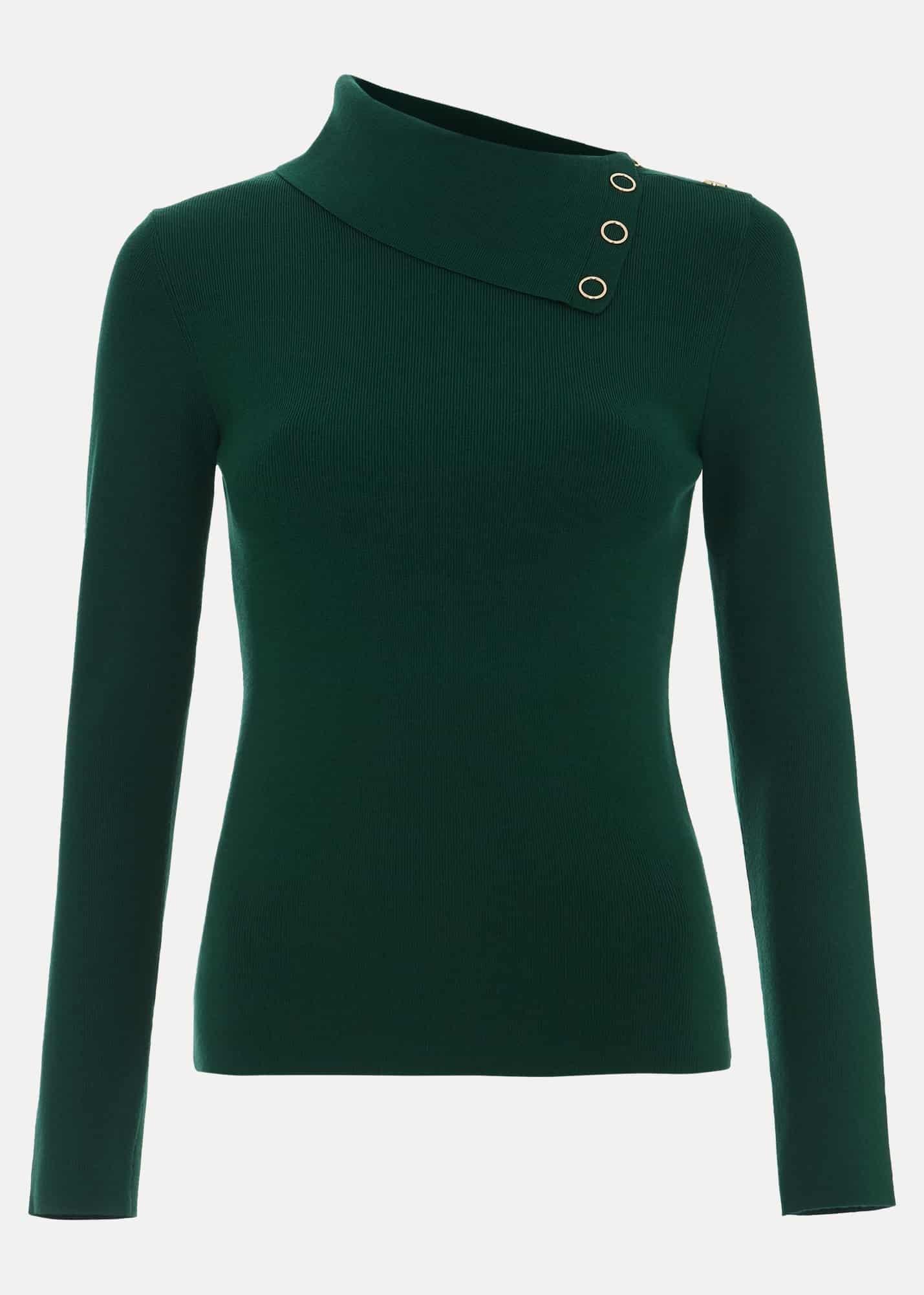 Regina Popper Collar Ribbed Top