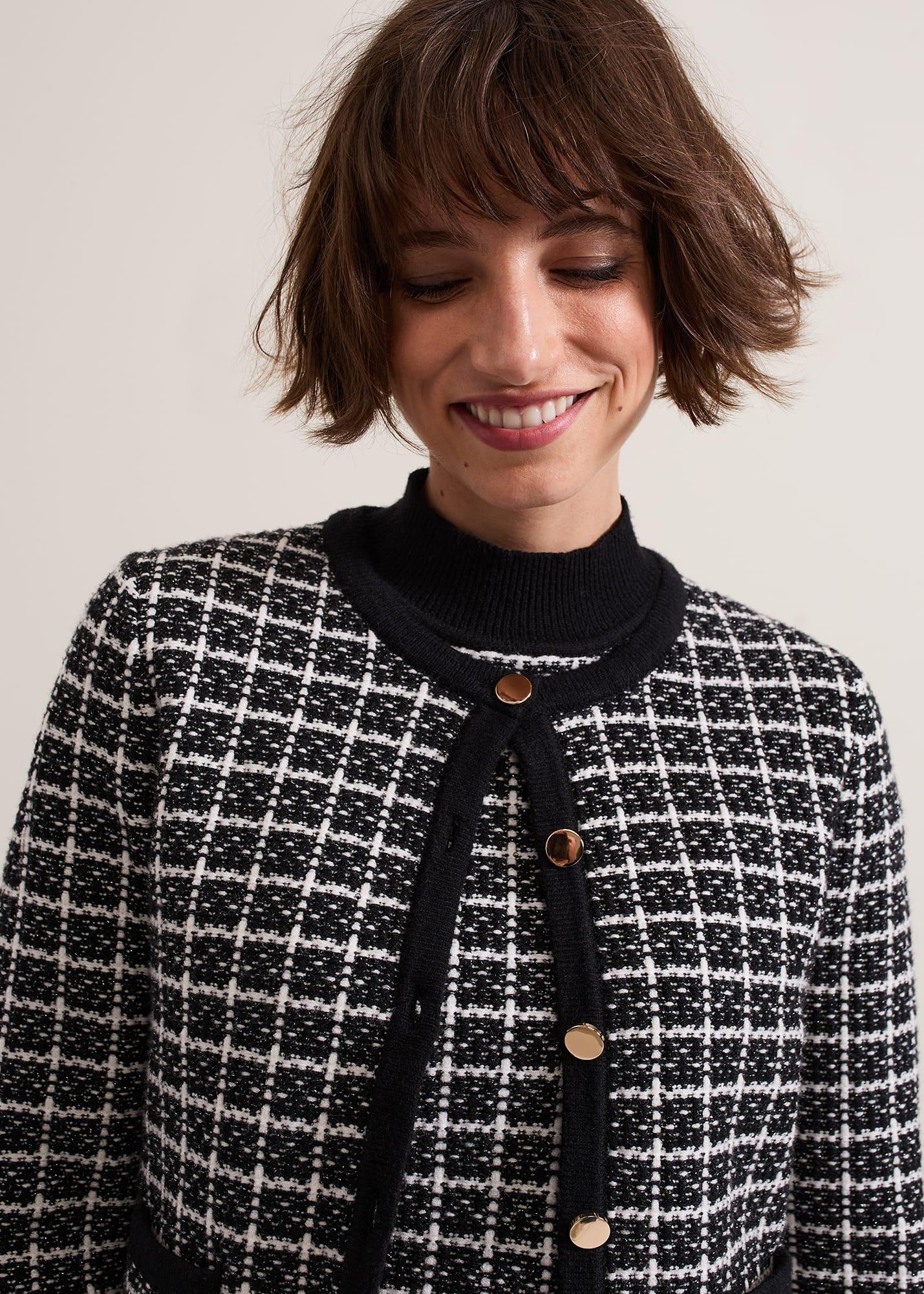 Tiffany Shimmer Check Cardigan