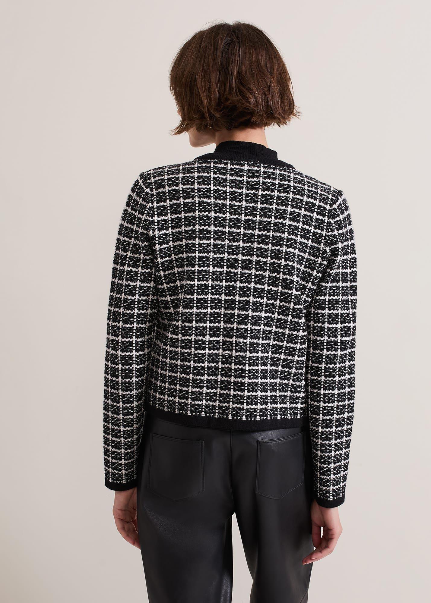 ${product-id}-Tiffany Lurex Check Cardigan-Black/Ivory-${view-type}