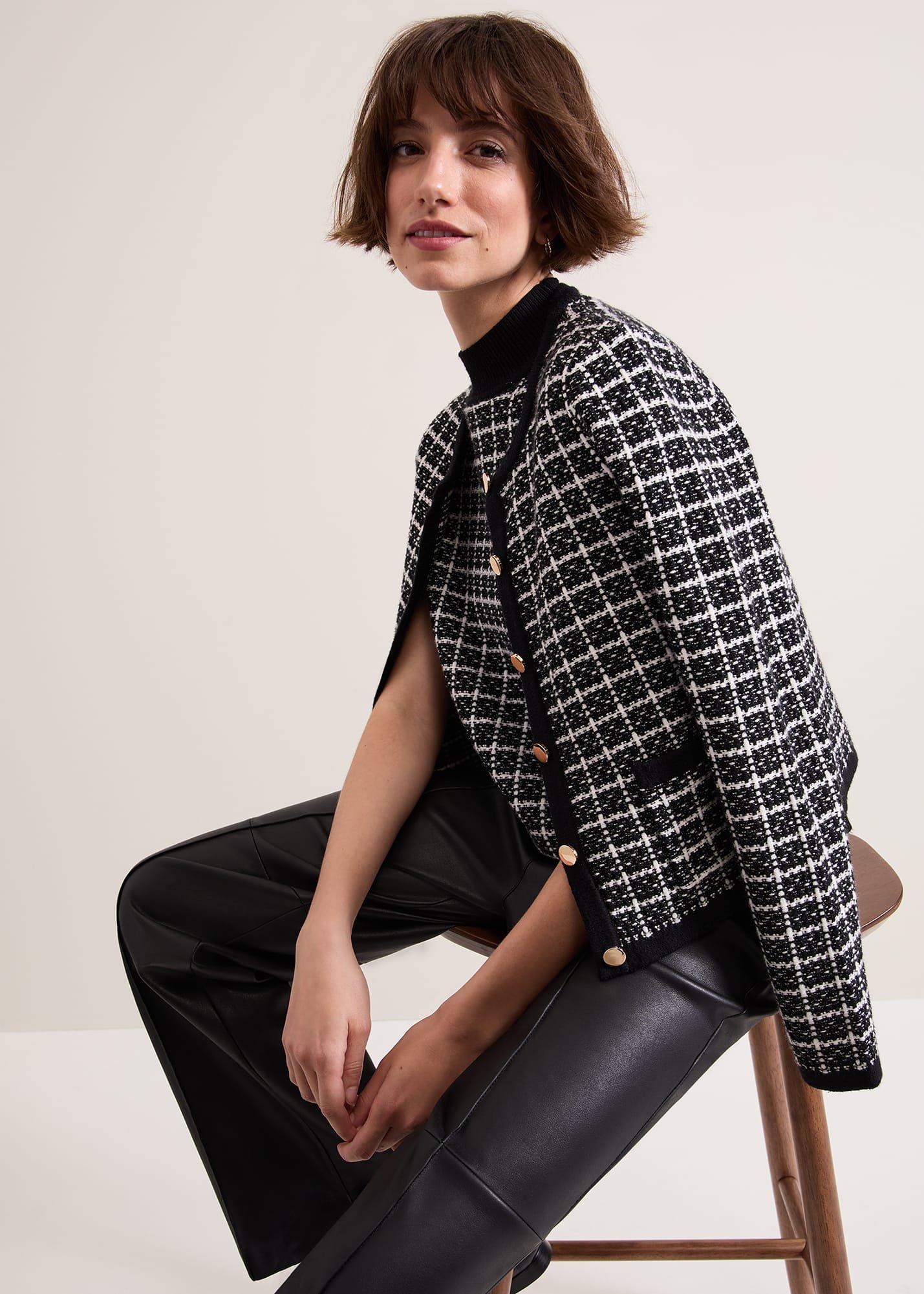 ${product-id}-Tiffany Lurex Check Cardigan-Black/Ivory-${view-type}