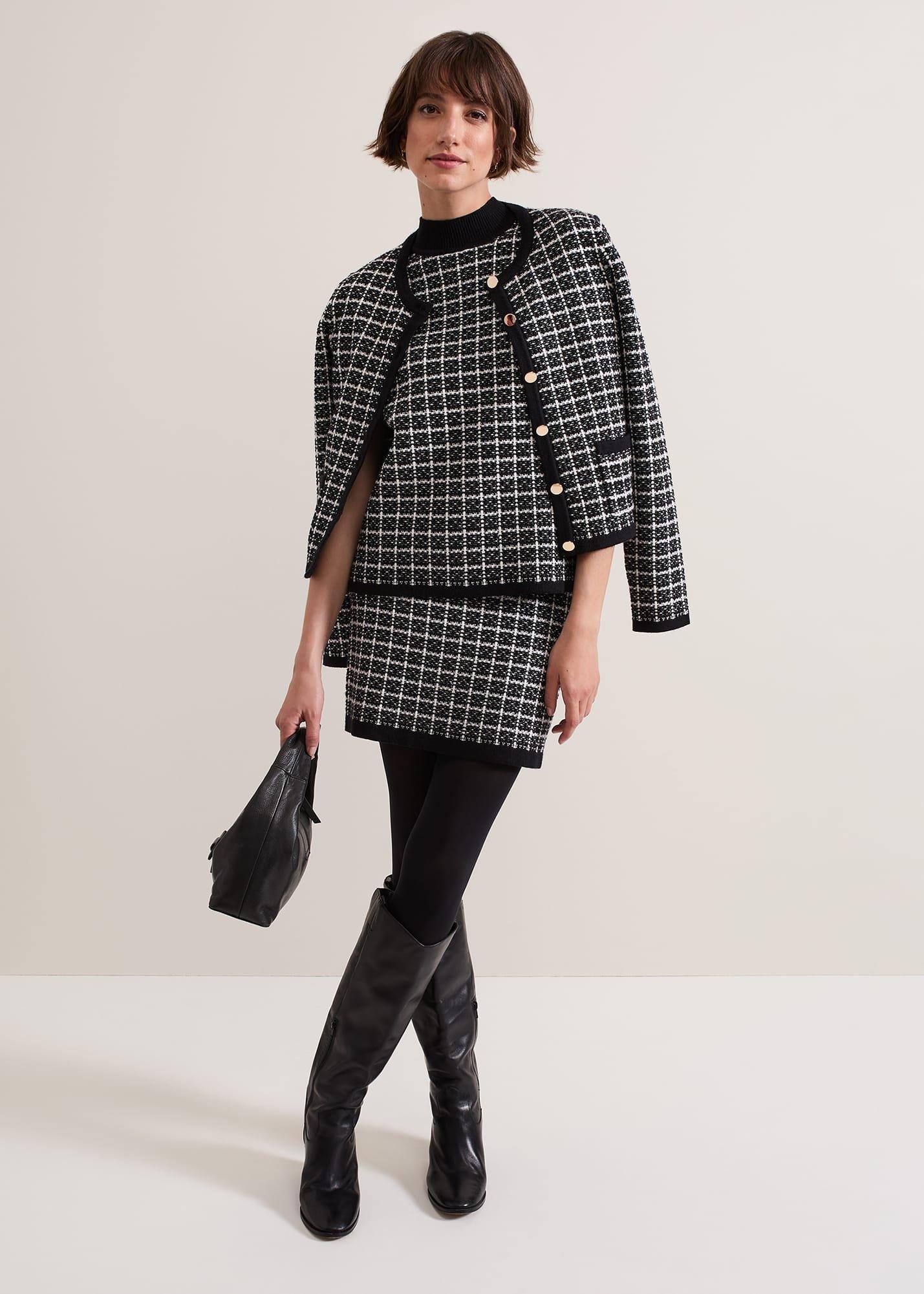 ${product-id}-Tiffany Lurex Check Cardigan-Black/Ivory-${view-type}