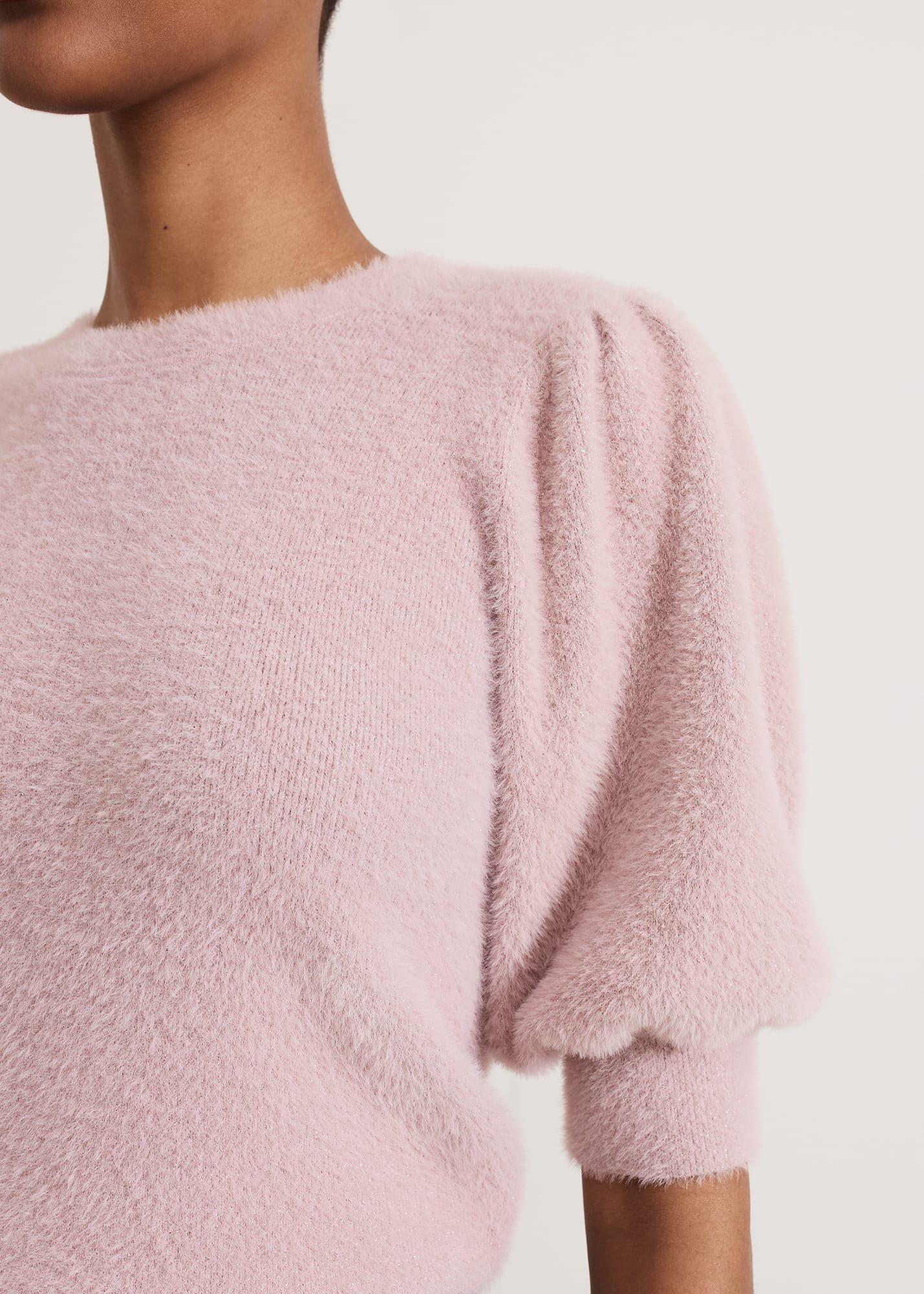 ${product-id}-Fern Fluffy Puff Sleeve Knit-Pink-${view-type}