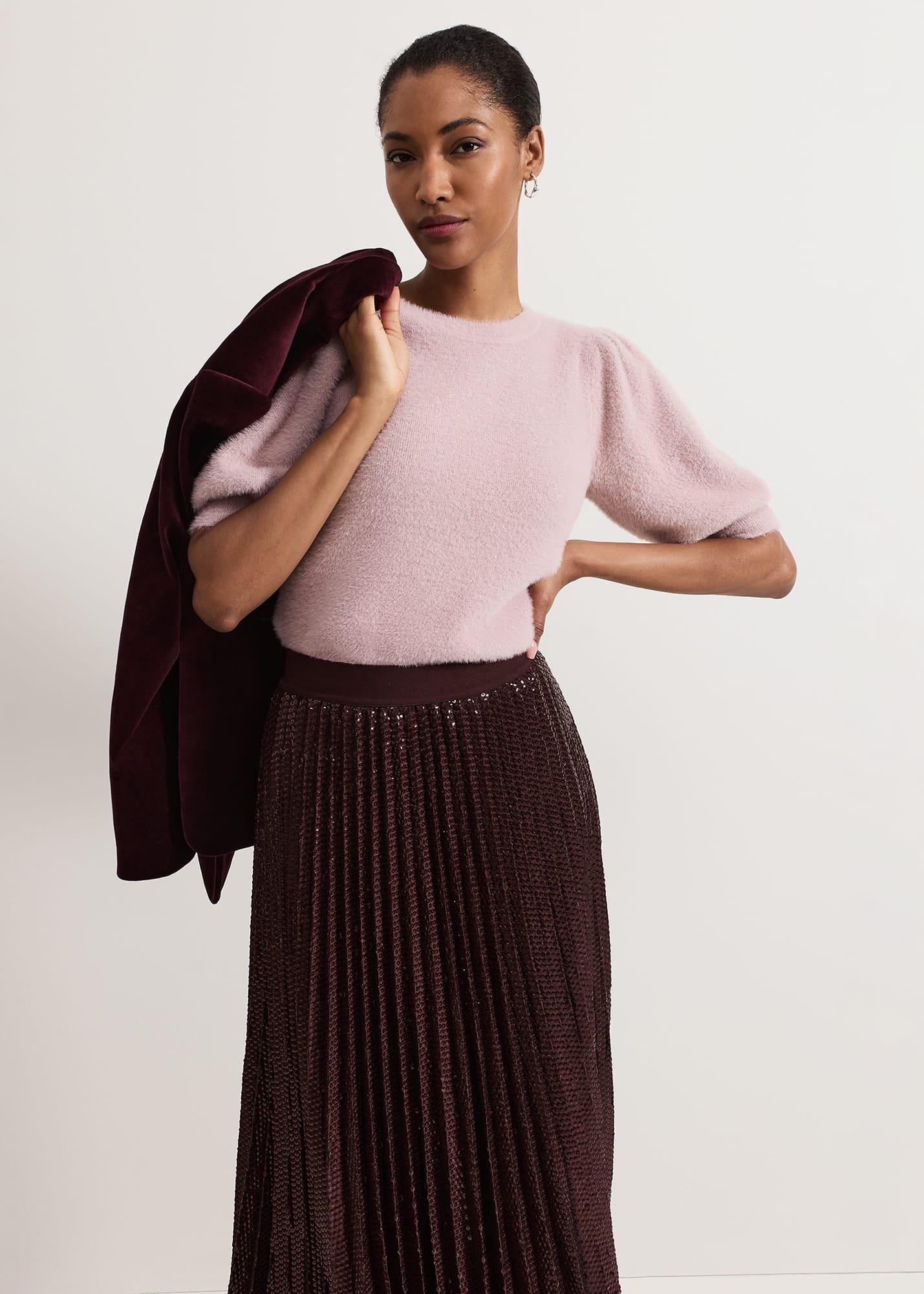 ${product-id}-Fern Fluffy Puff Sleeve Knit-Pink-${view-type}