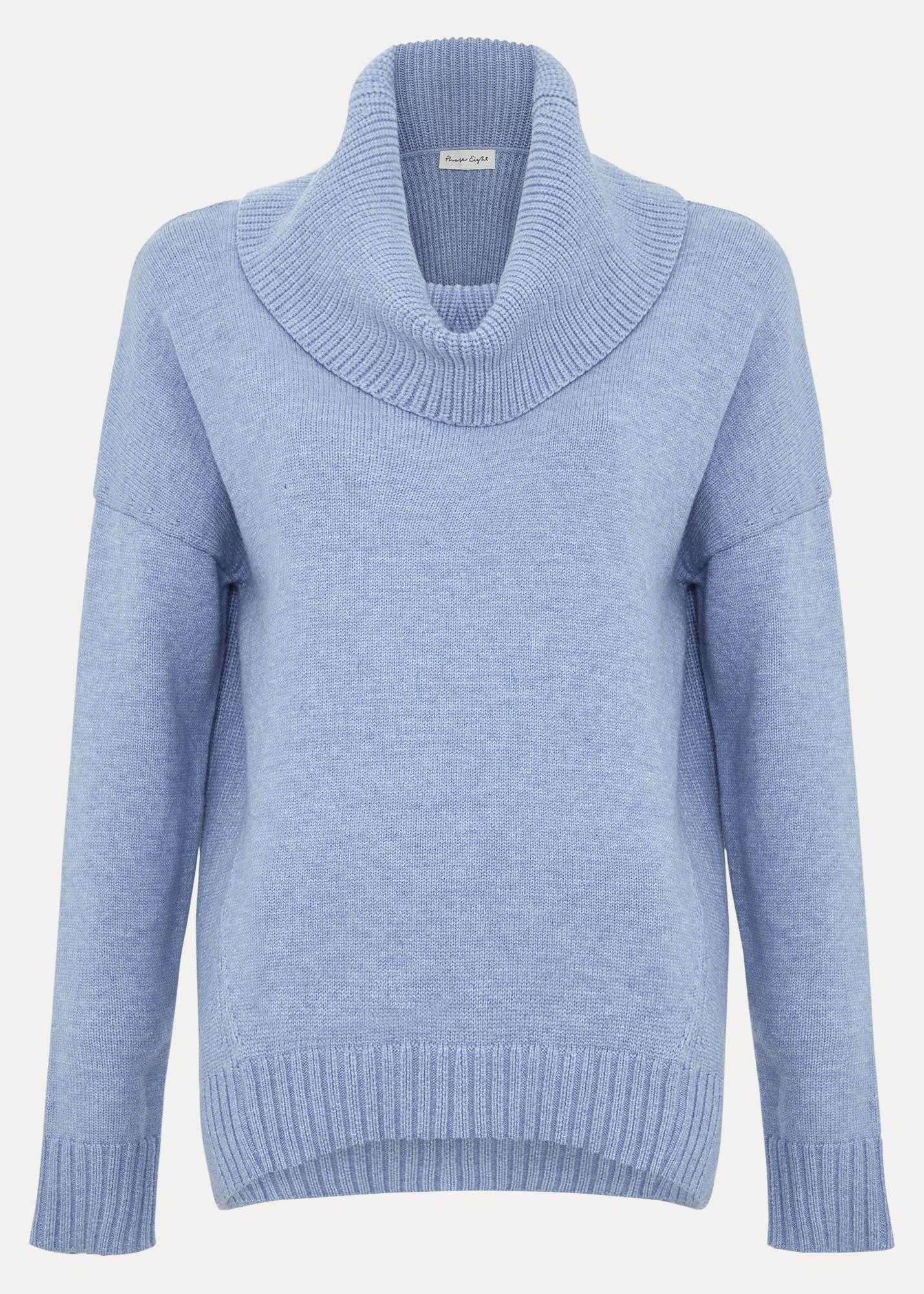 Dara Blue Chunky Cowl Neck Jumper