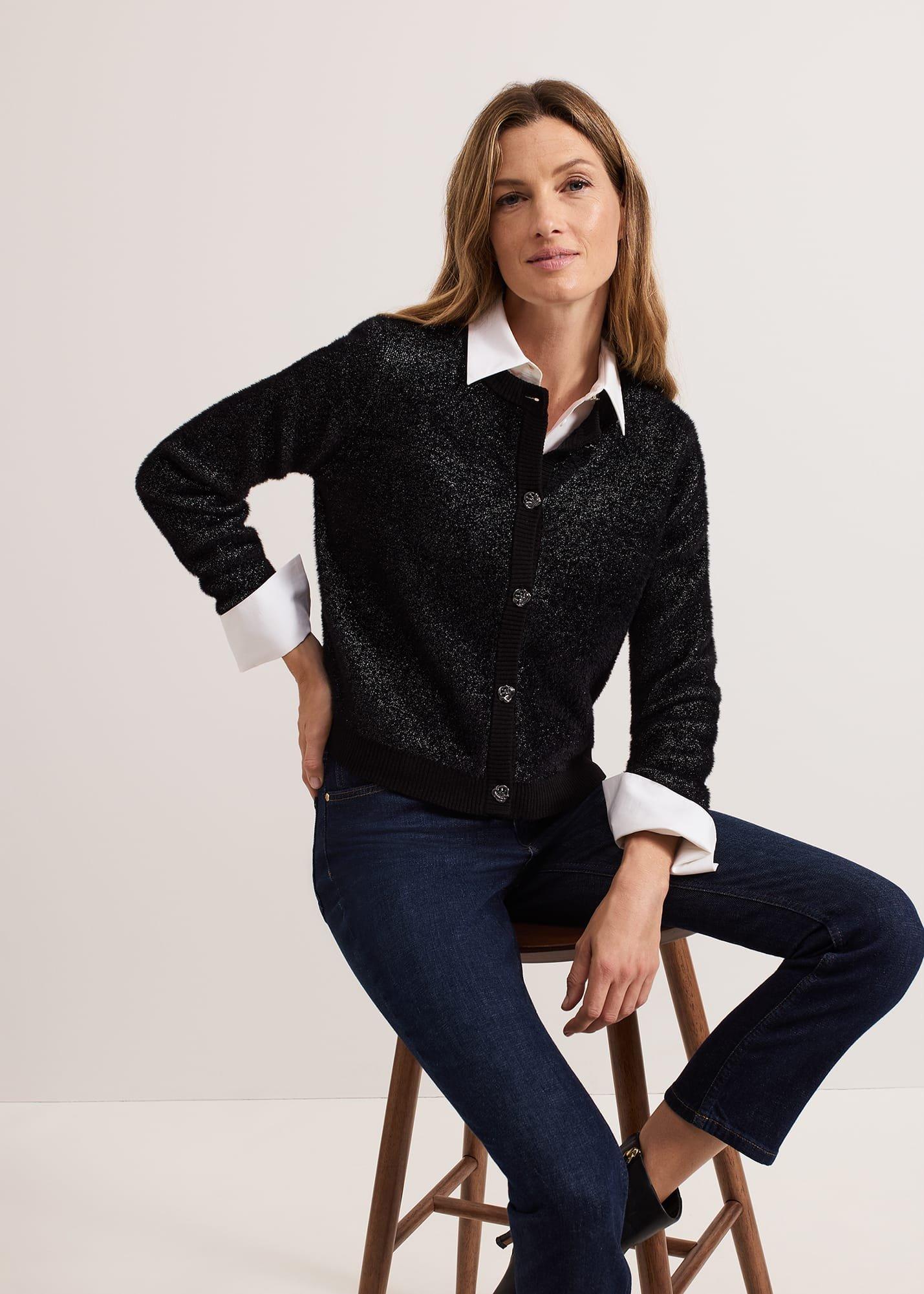 Javina Fluffy Lurex Cardigan