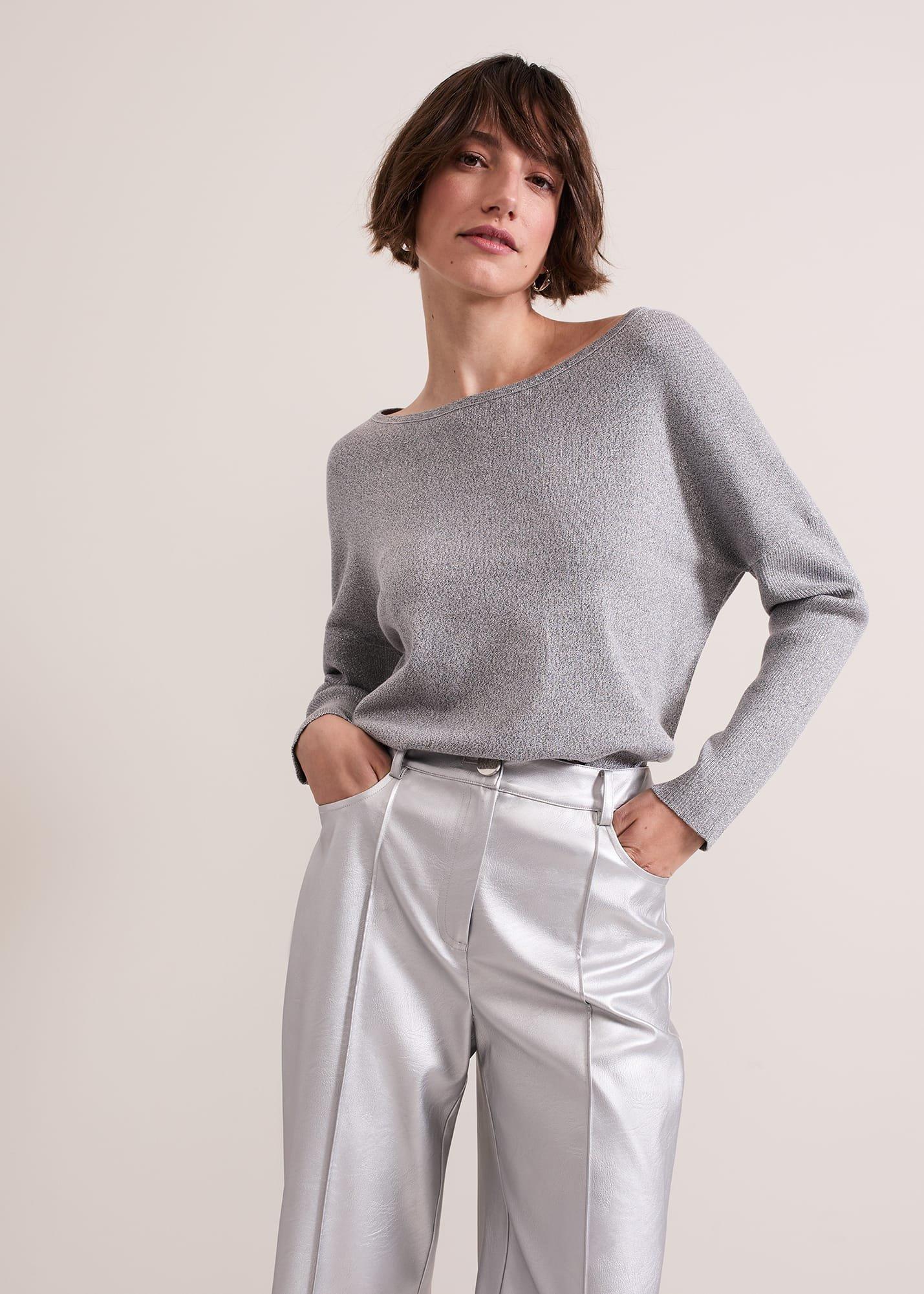 ${product-id}-Sofia Silver Lurex Asymetric Jumper-Silver-${view-type}