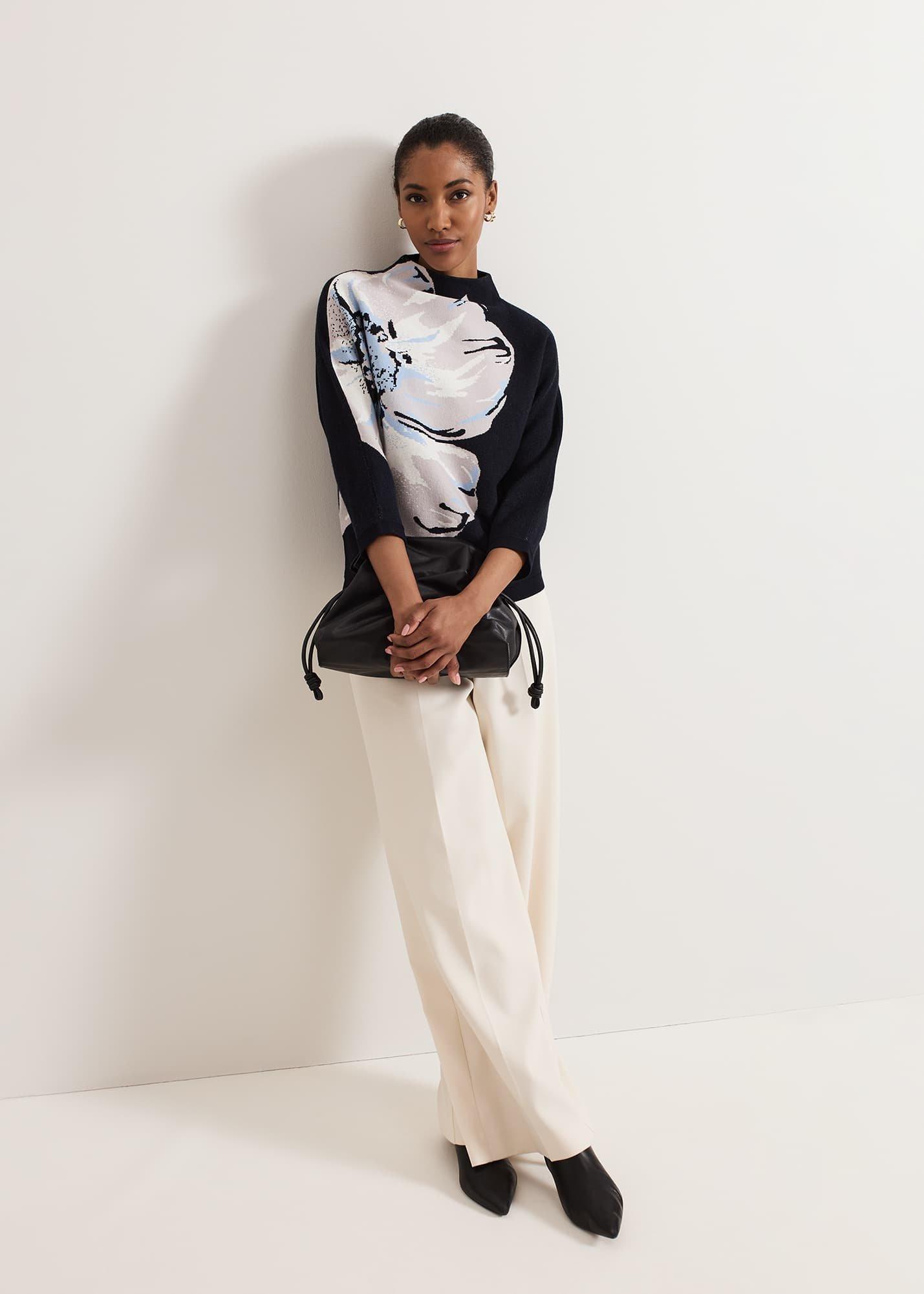 Bessie Blue Floral Placement Knit