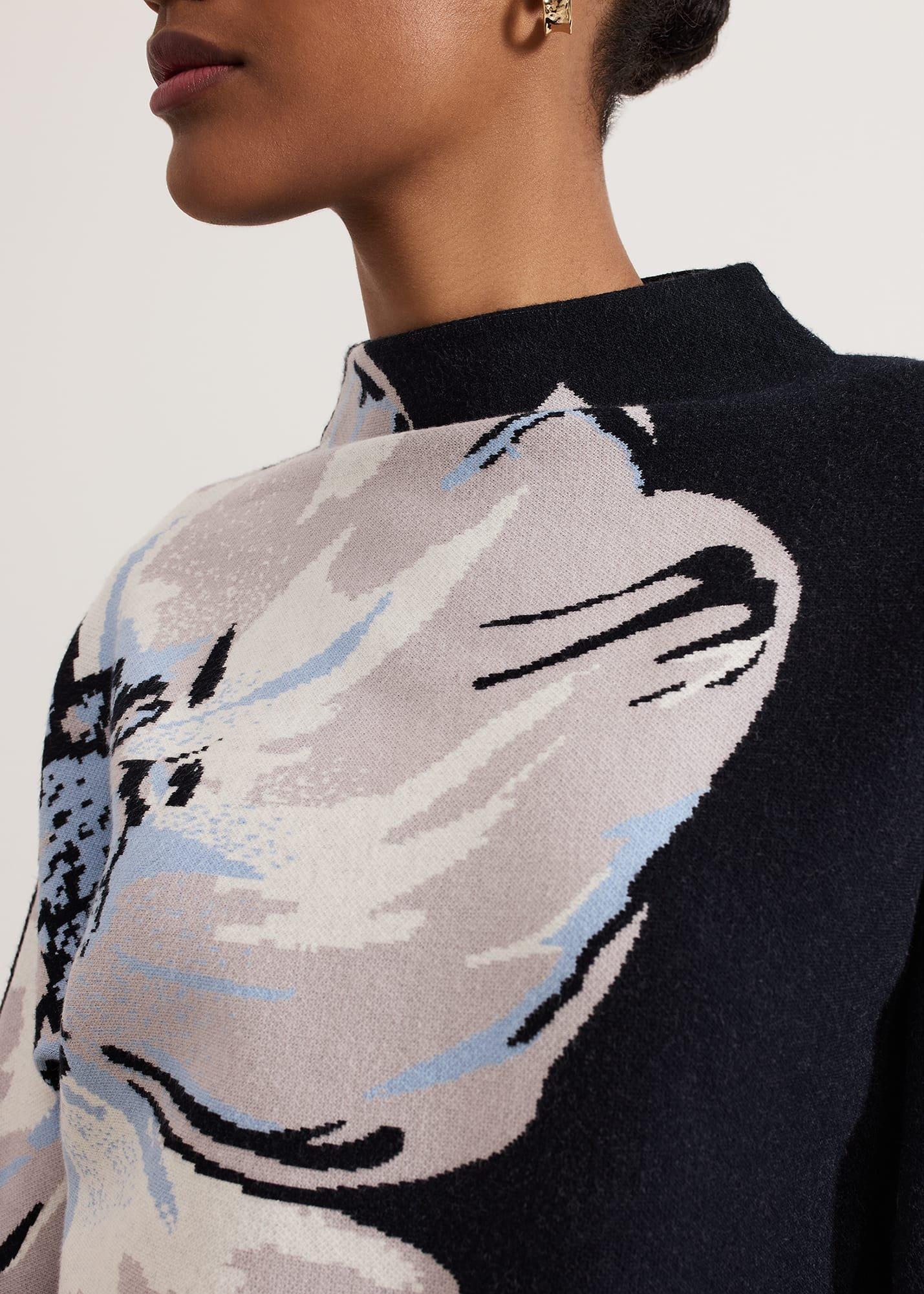 Bessie Blue Floral Placement Knit