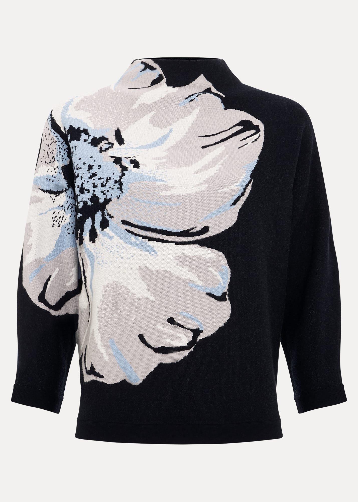 Bessie Blue Floral Placement Knit