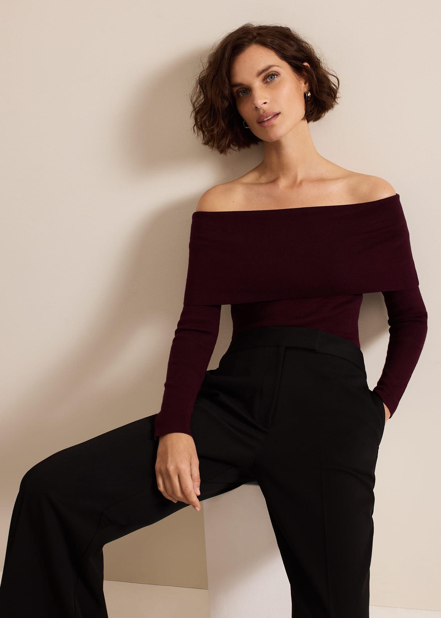 ${product-id}-Nya Bardot Knit Top-Burgundy-${view-type}