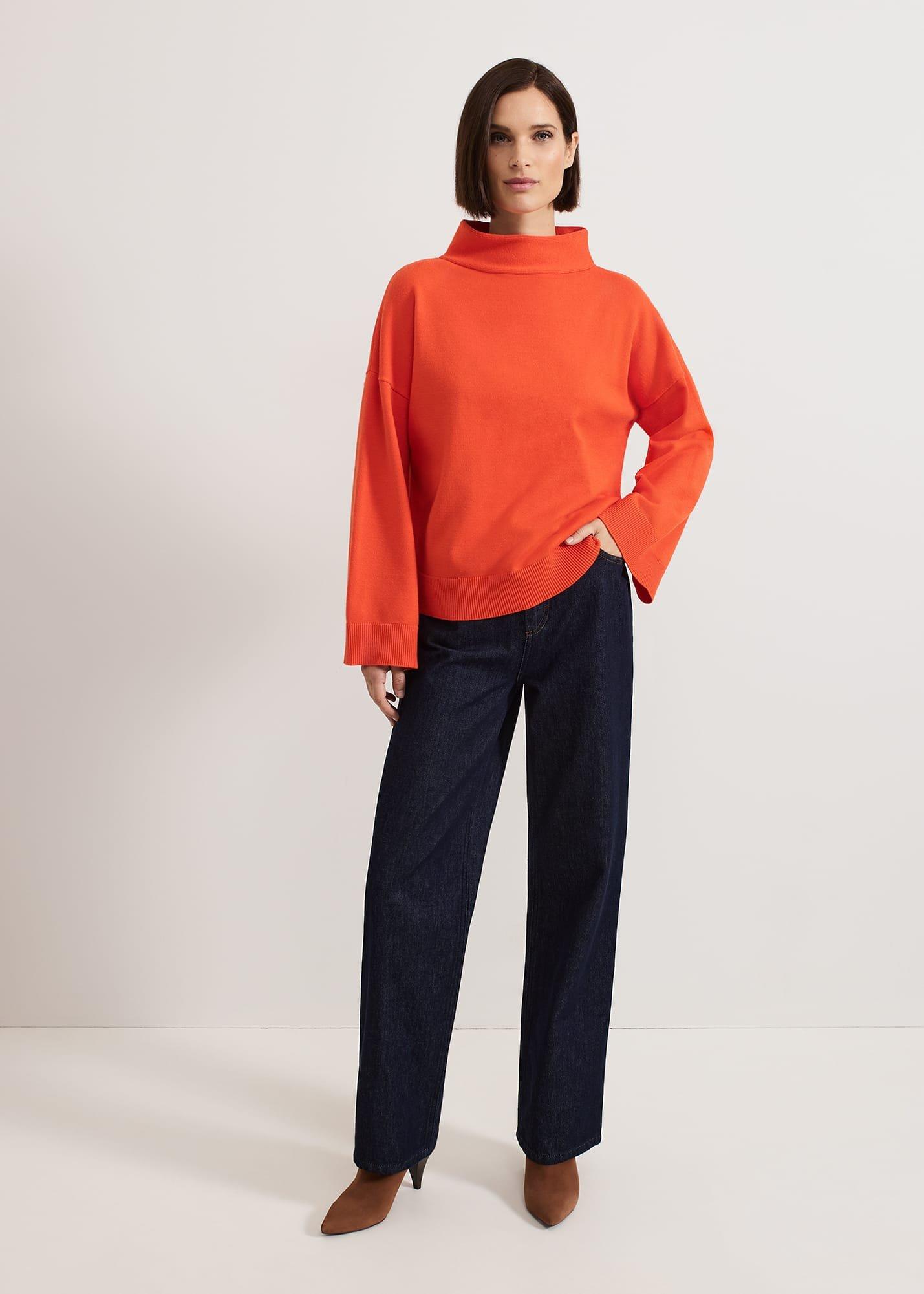 ${product-id}-Blaire Fluted Sleeve Knit Jumper-Orange-${view-type}