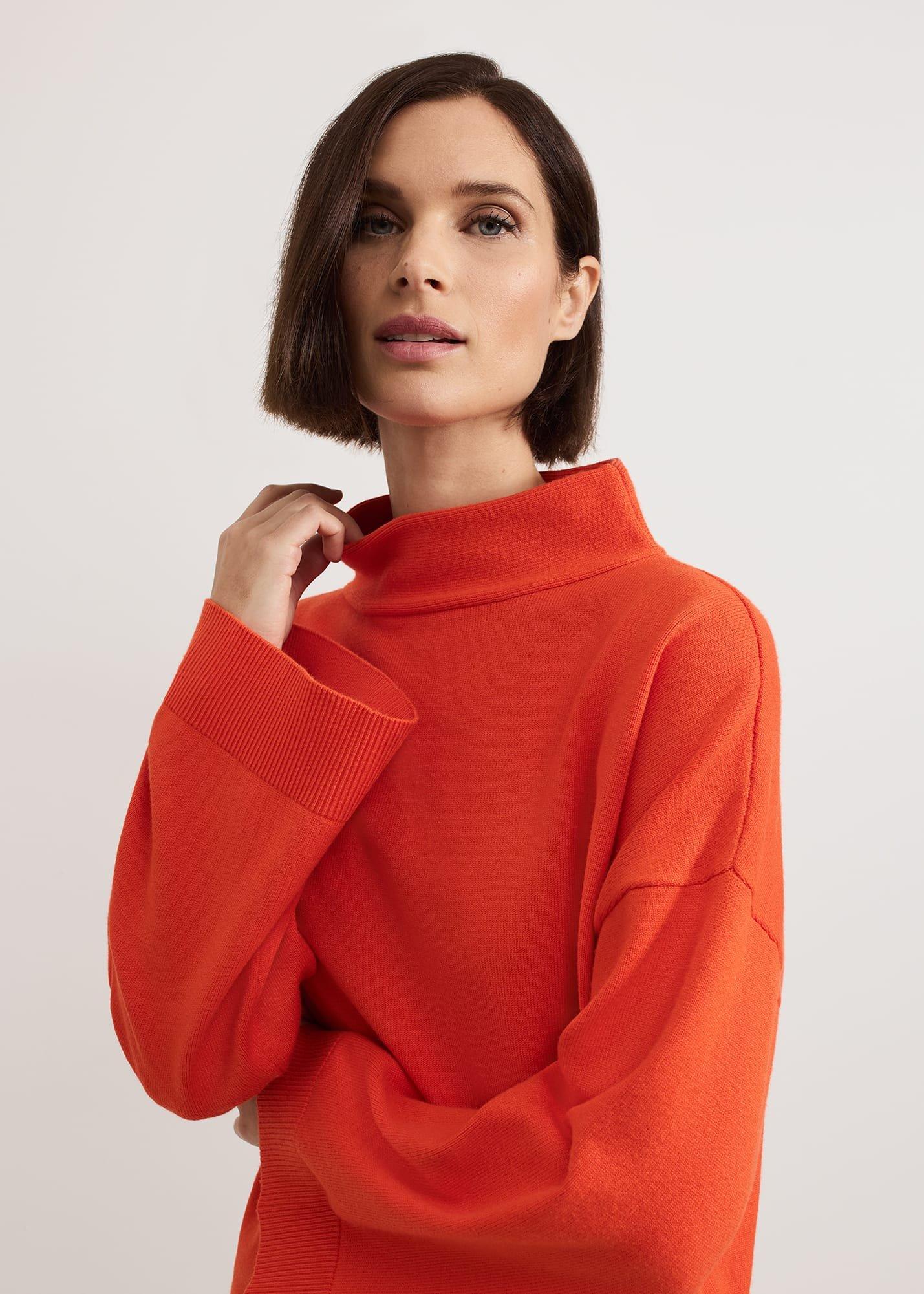 ${product-id}-Blaire Fluted Sleeve Knit Jumper-Orange-${view-type}
