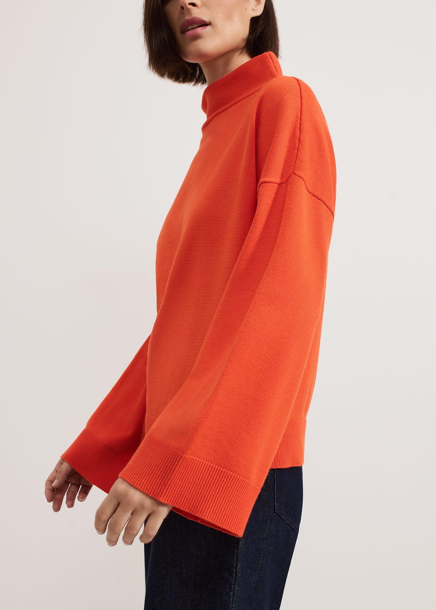 ${product-id}-Blaire Fluted Sleeve Knit Jumper-Orange-${view-type}