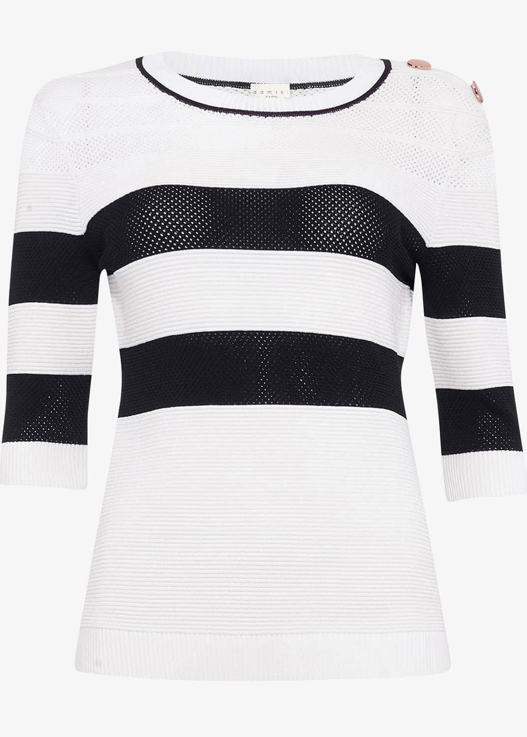 Selena Stripe Pointelle Knitted Jumper
