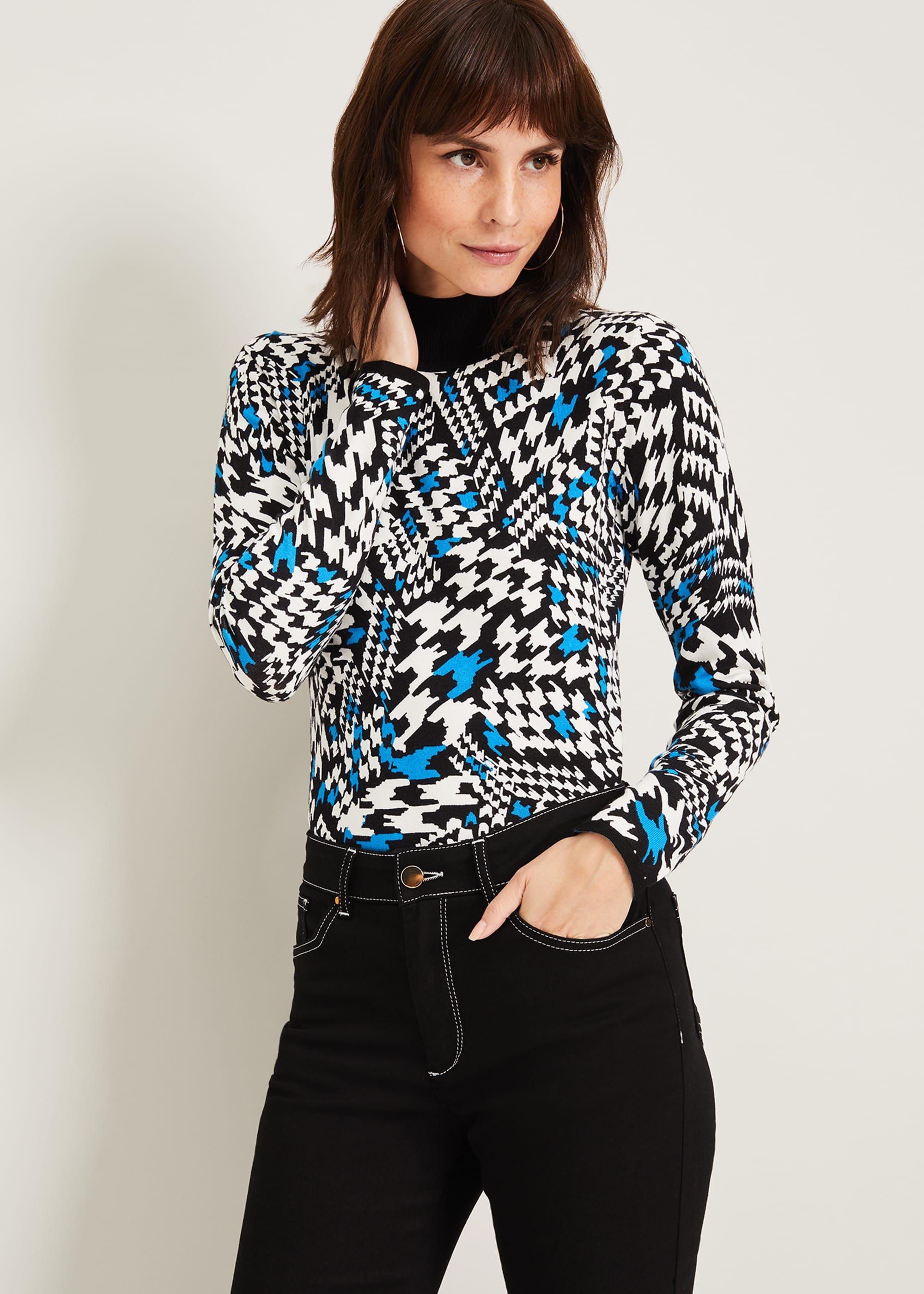 Houndstooth Print Jumper