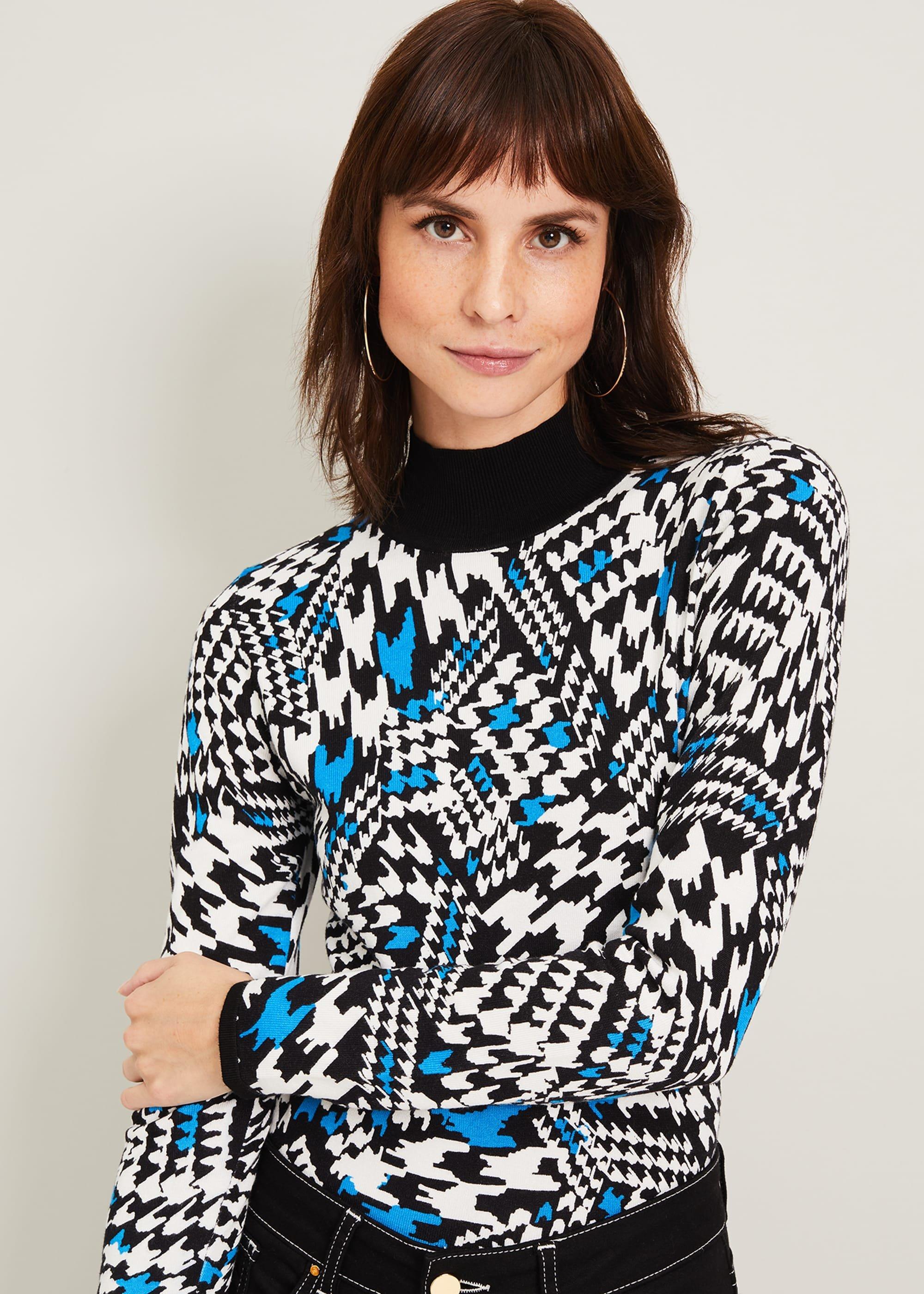 Houndstooth Print Jumper