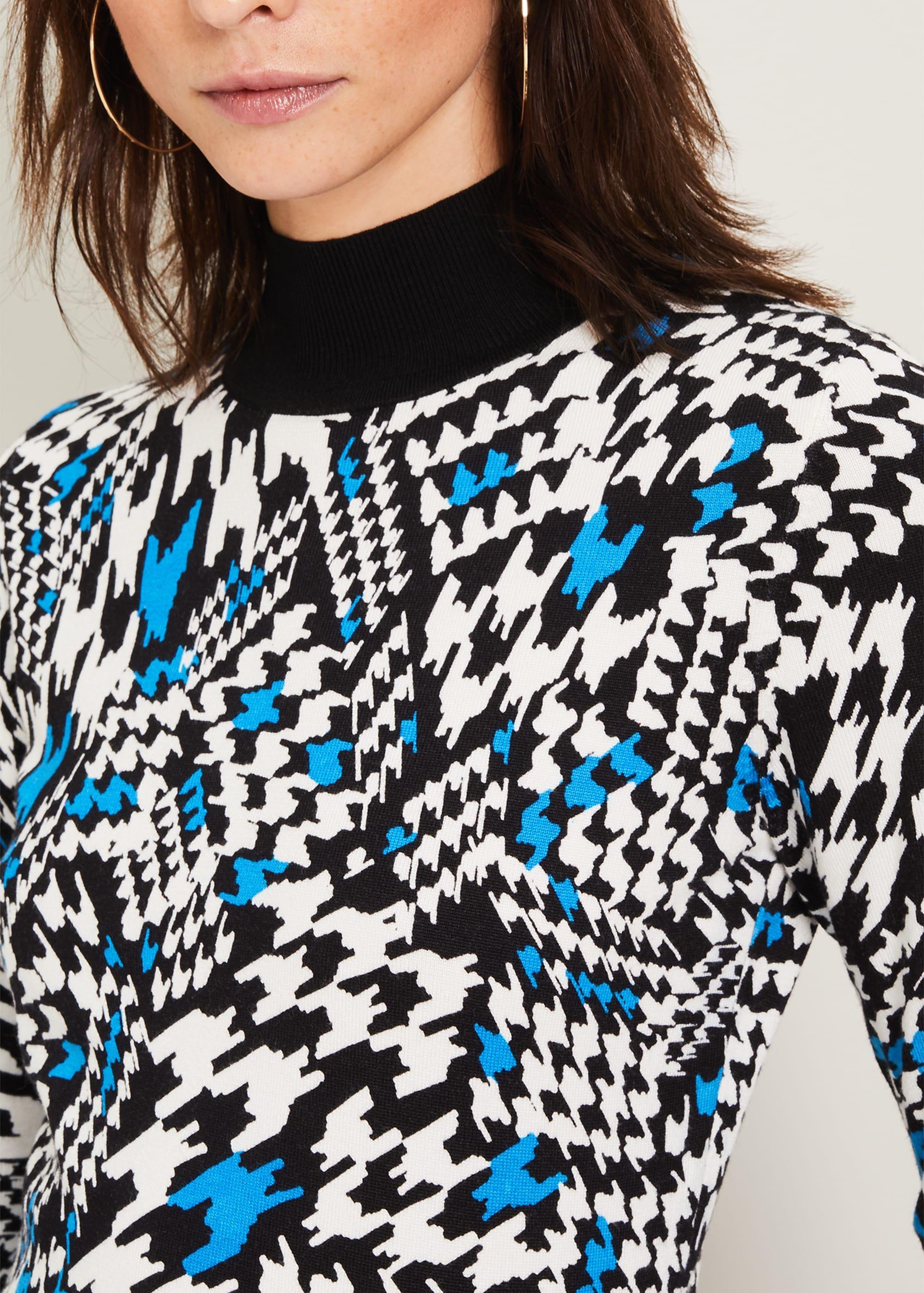 Houndstooth Print Jumper