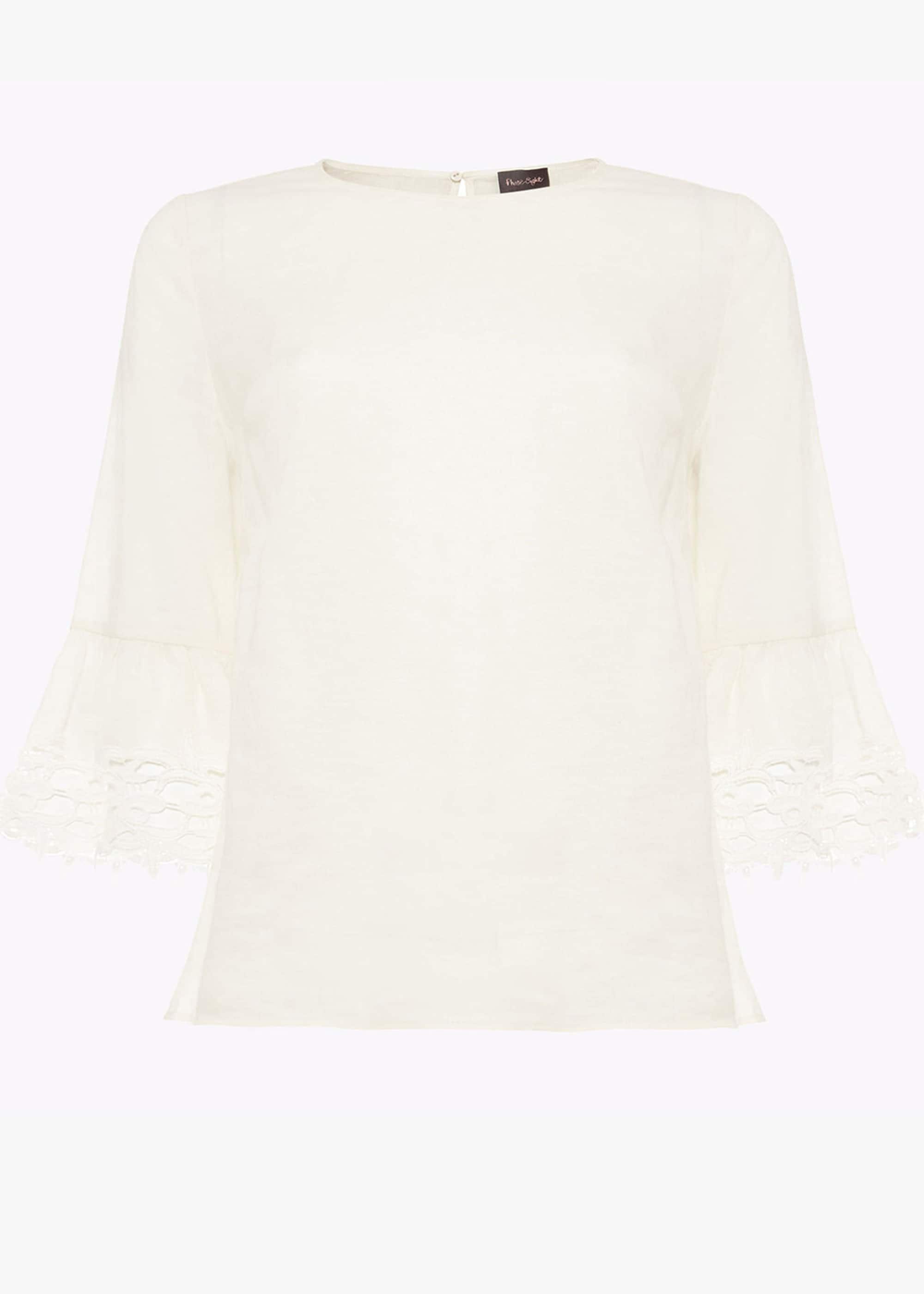 Tabbie Lace Cuff Linen Blouse