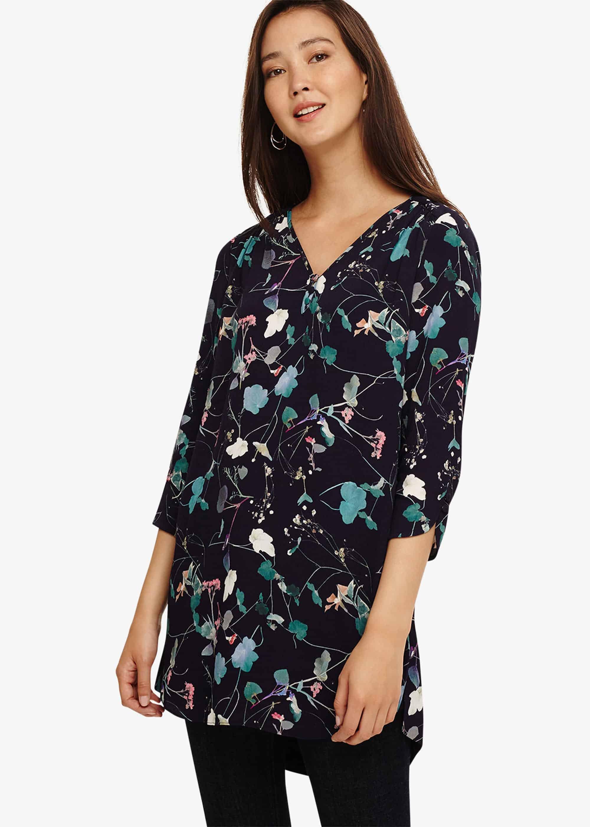 Pearly Floral Tunic Top