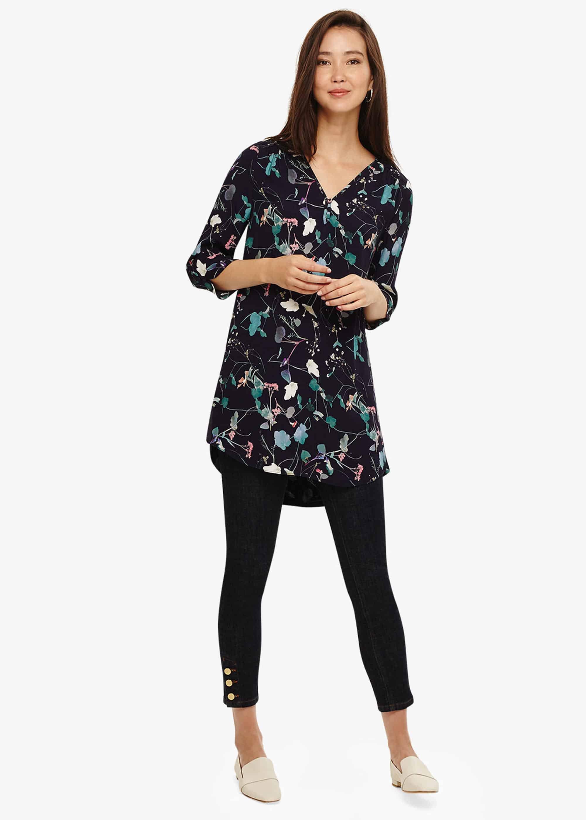 Pearly Floral Tunic Top