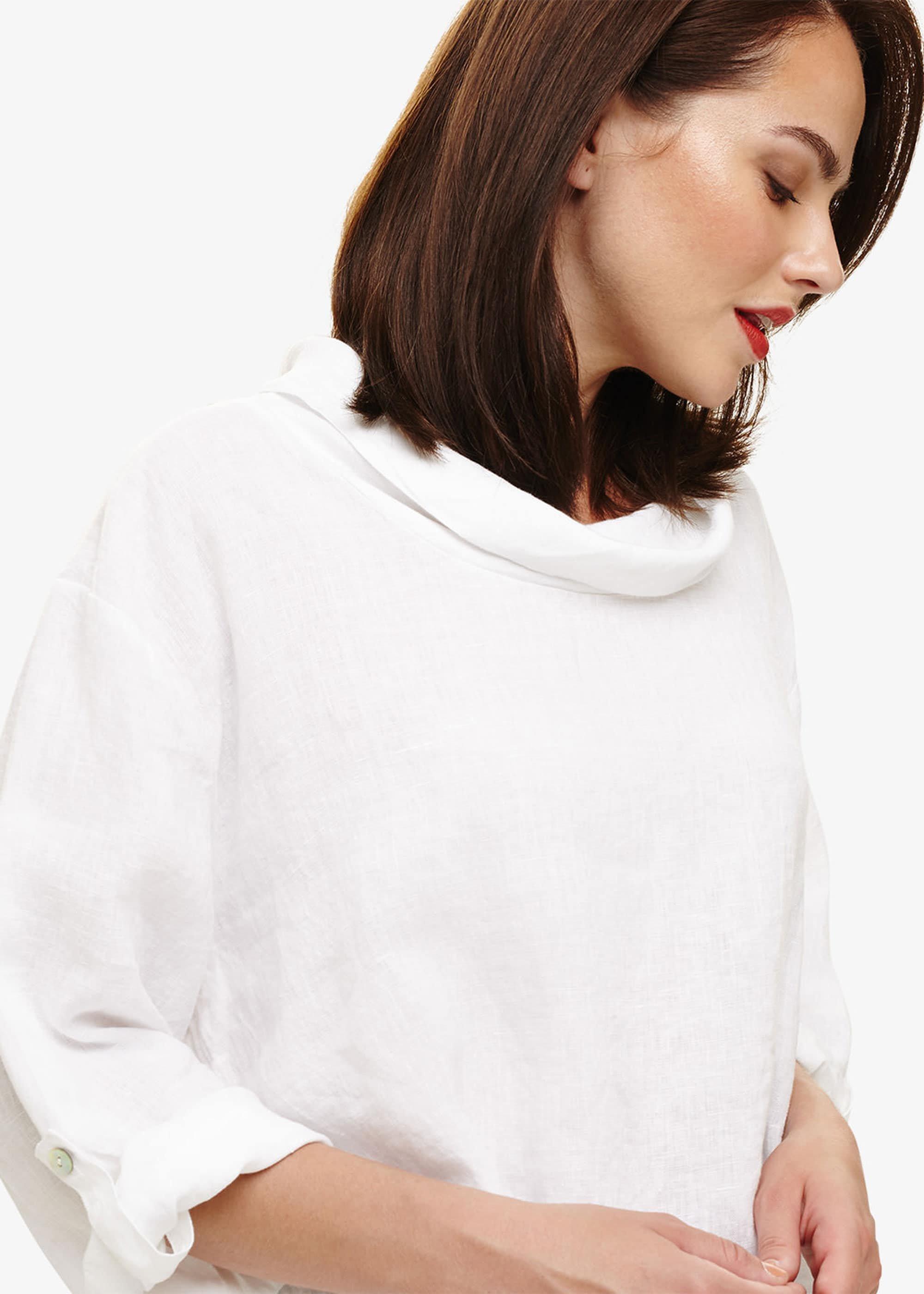Cowl Neck Linen Blouse