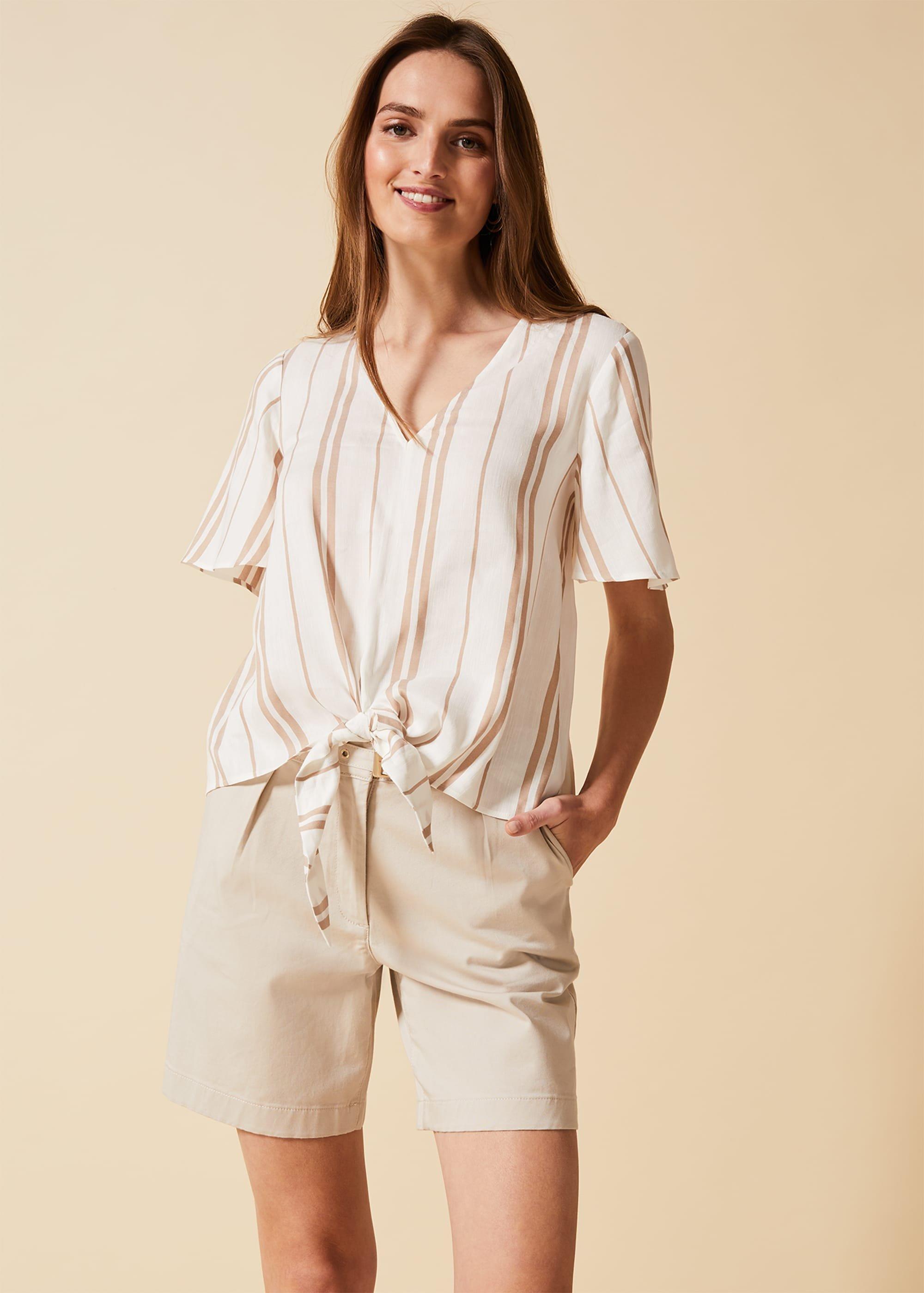 Leanna Stripe Tie Blouse