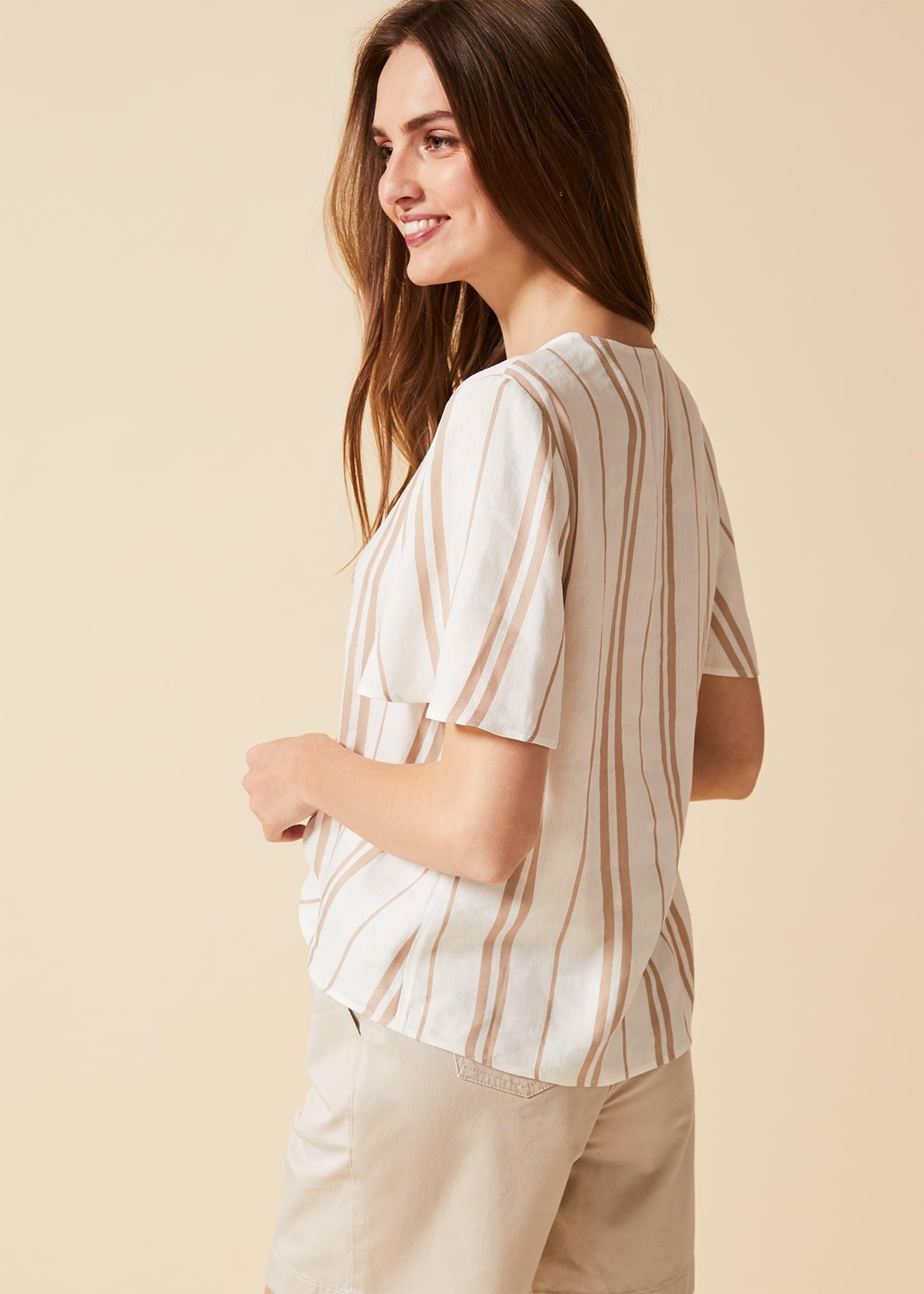 Leanna Stripe Tie Blouse