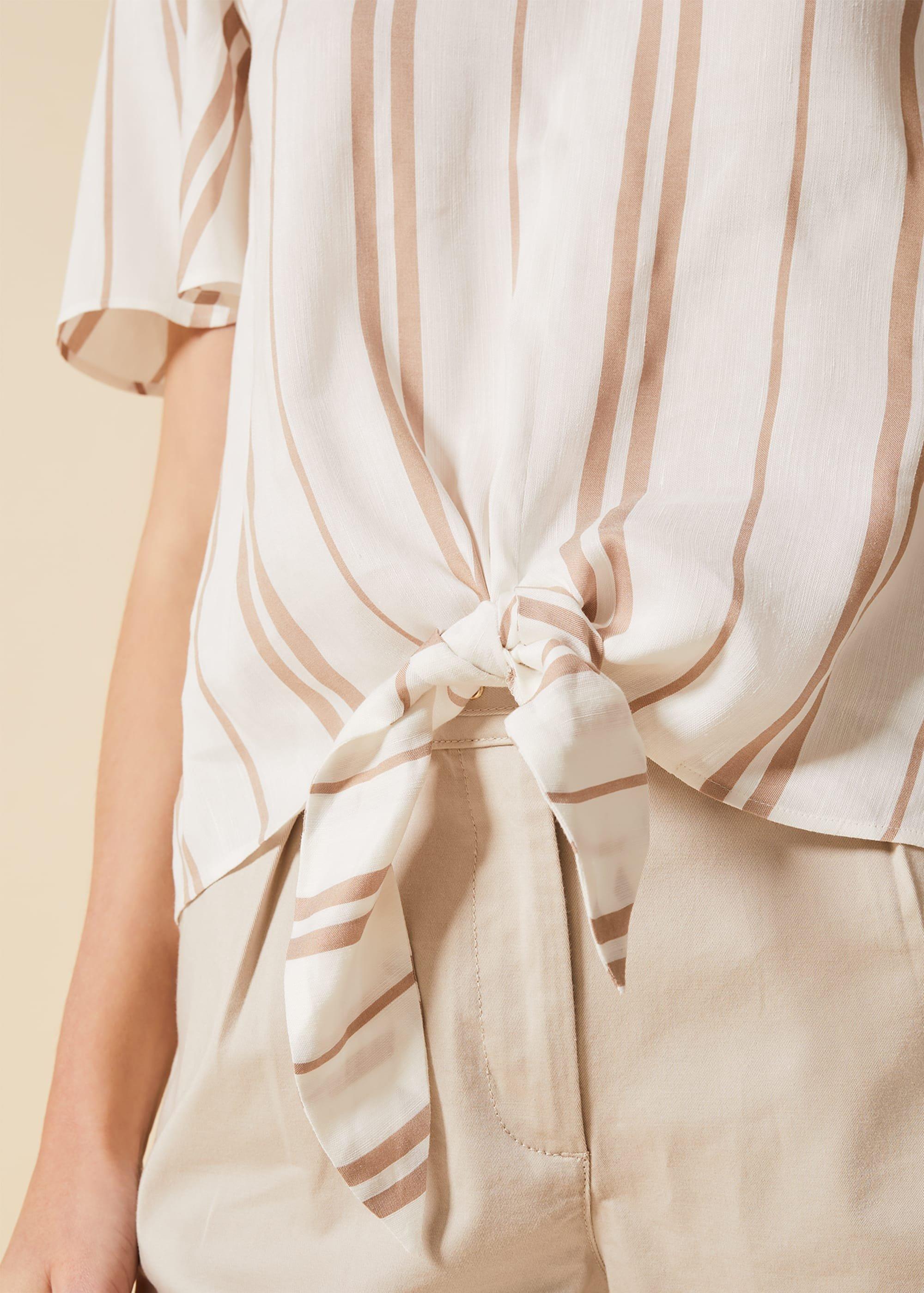 Leanna Stripe Tie Blouse
