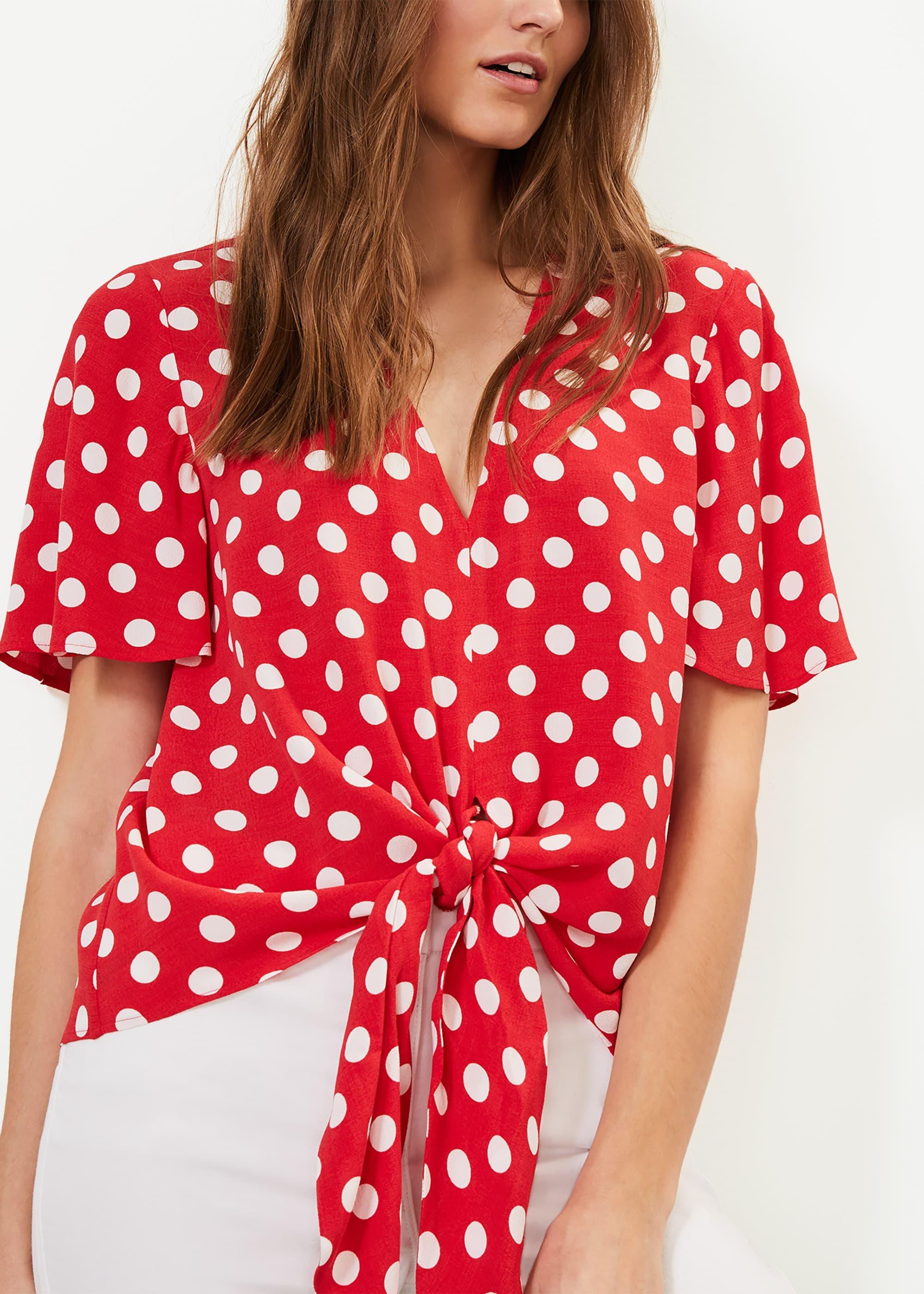 Marilyn Spot Tie Blouse