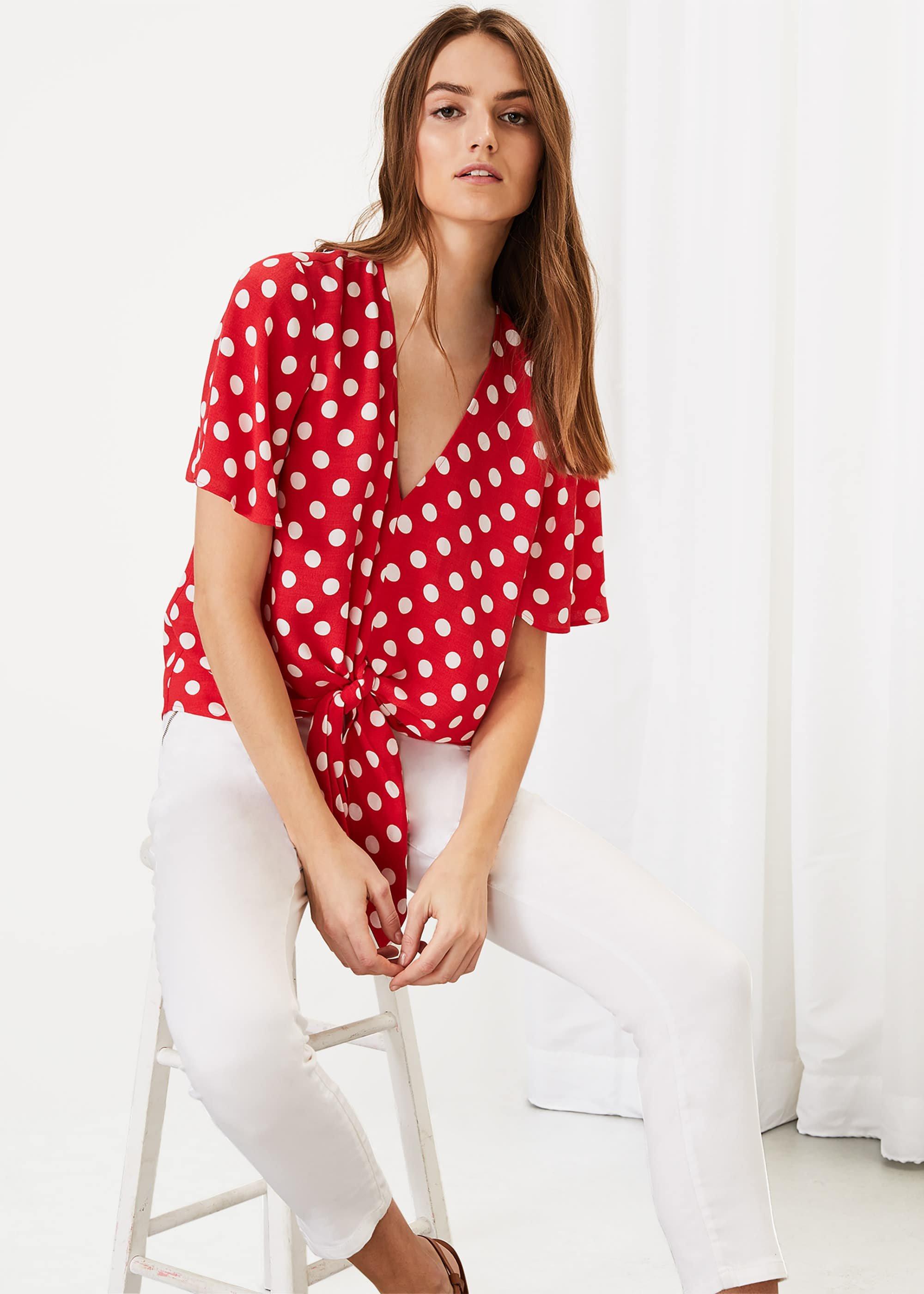 Marilyn Spot Tie Blouse