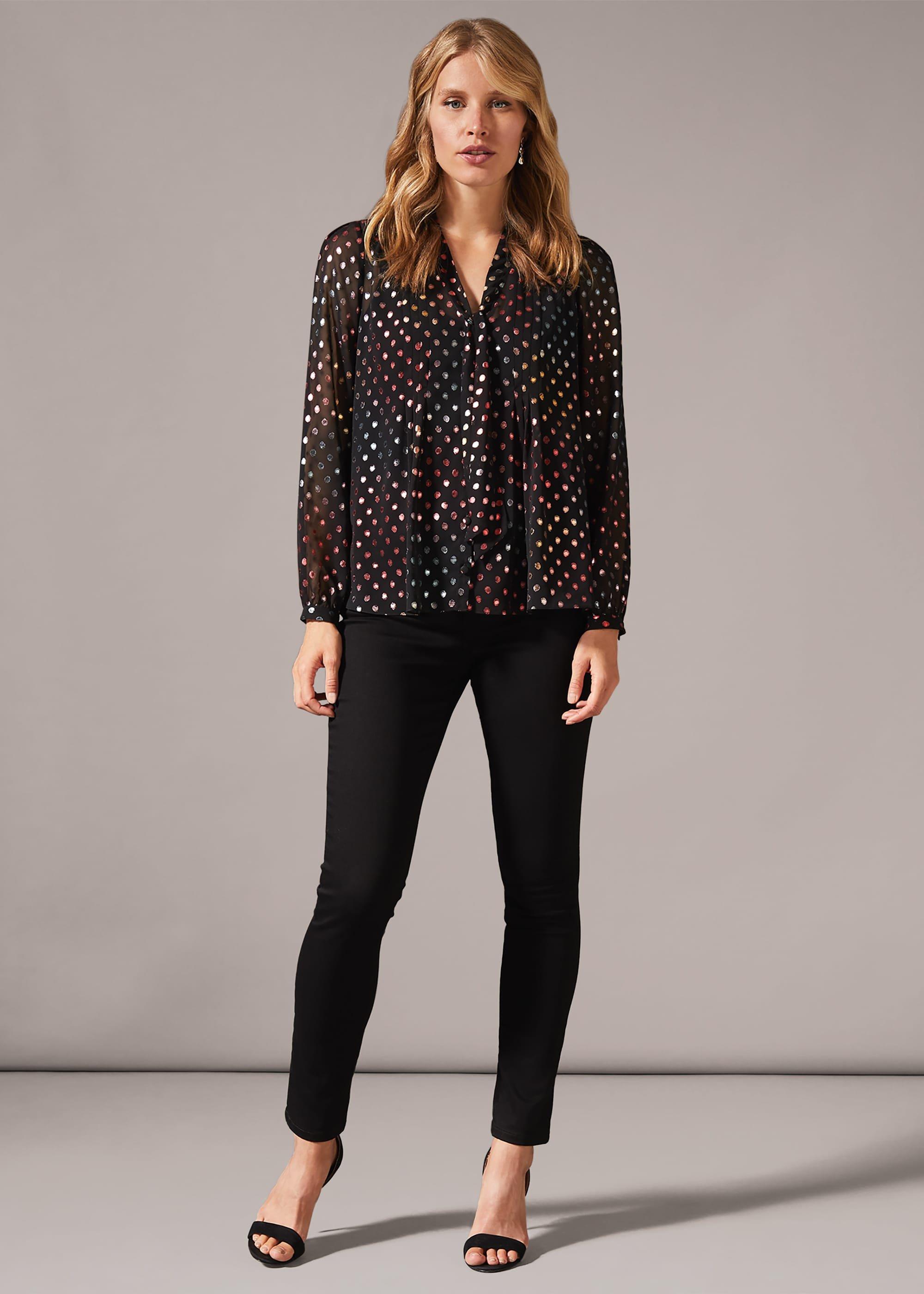Shimmer Spot Pin Tuck Shirt