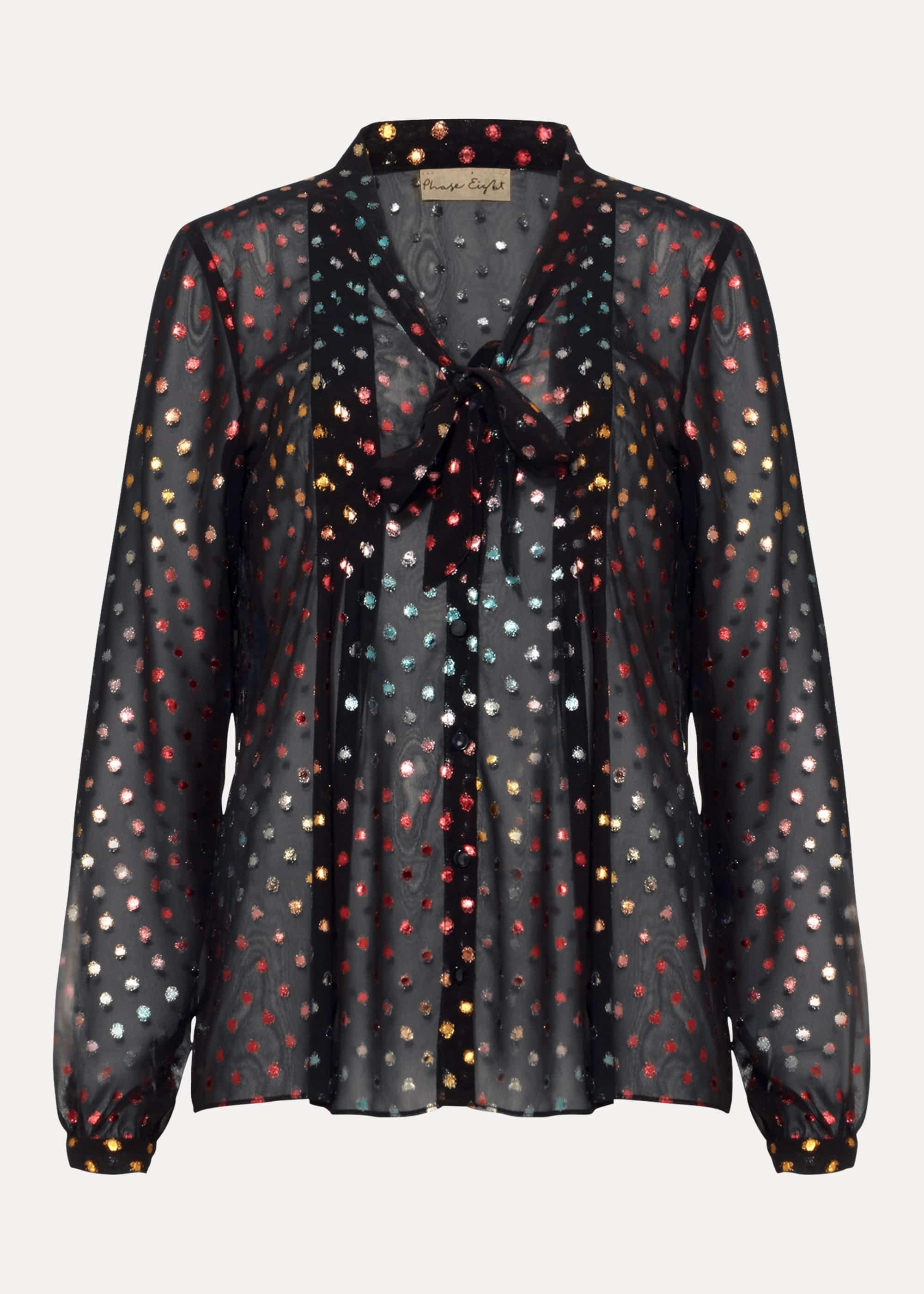 Shimmer Spot Pin Tuck Shirt