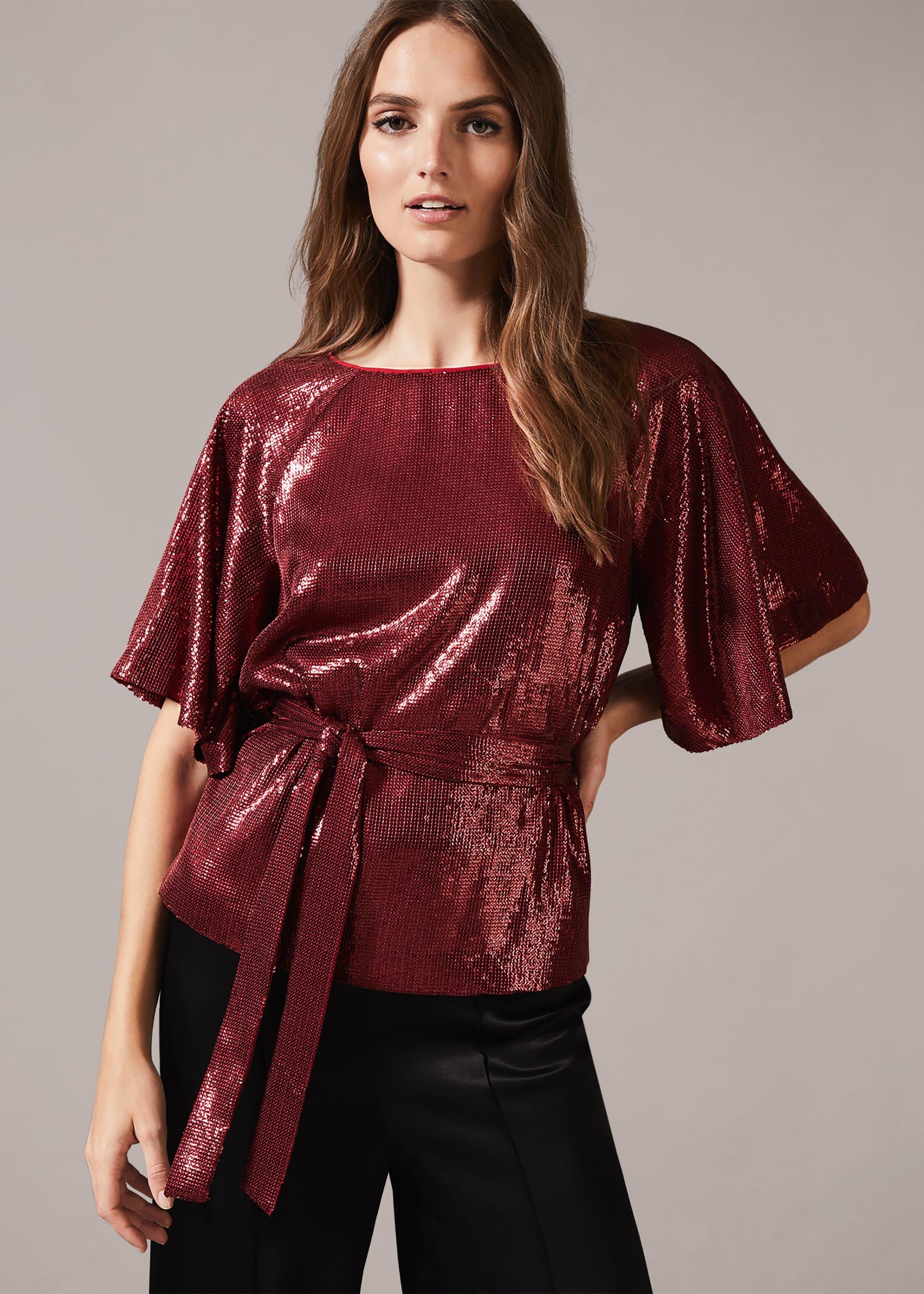Kiera Sequin Wrap Top