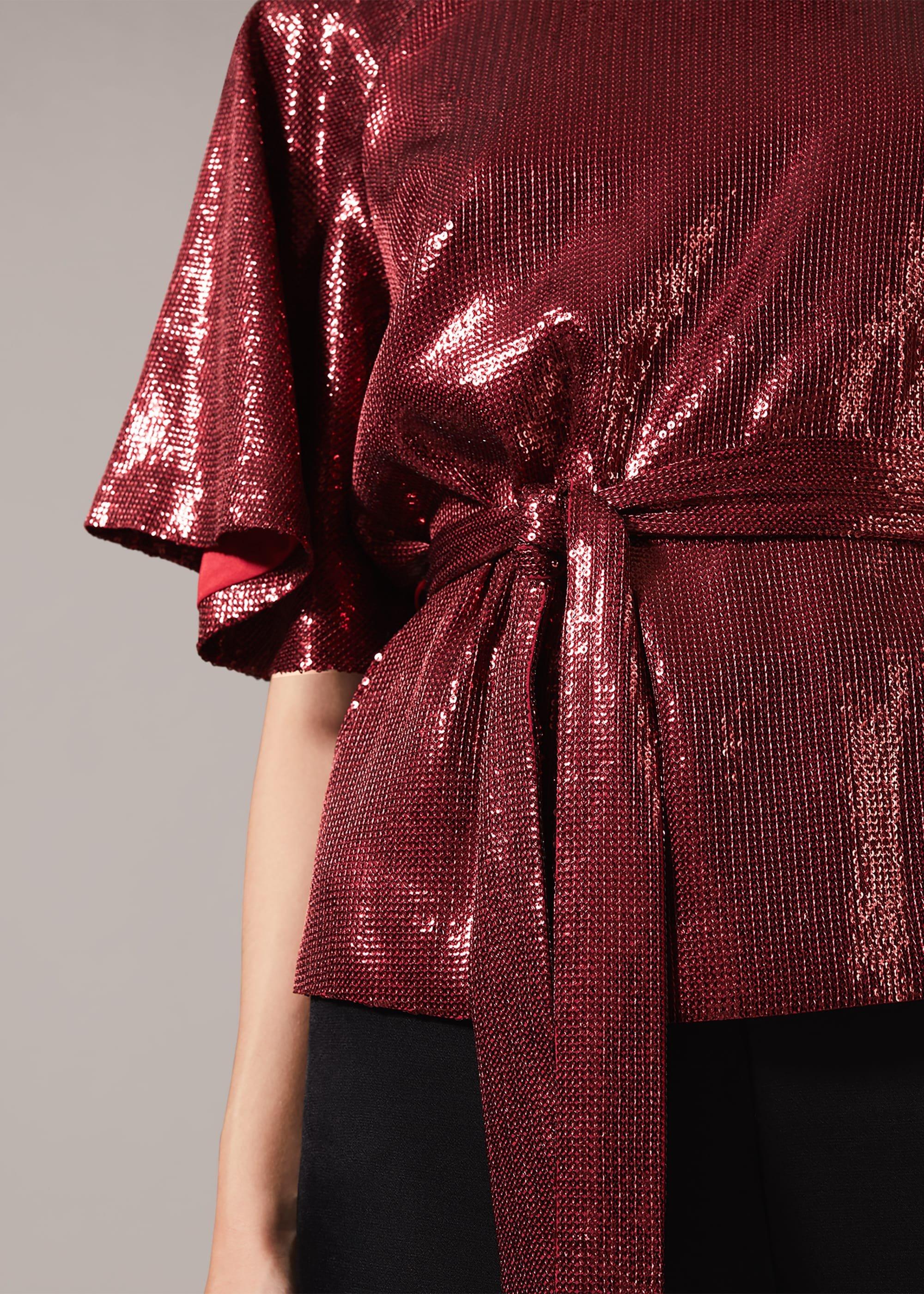 Kiera Sequin Wrap Top