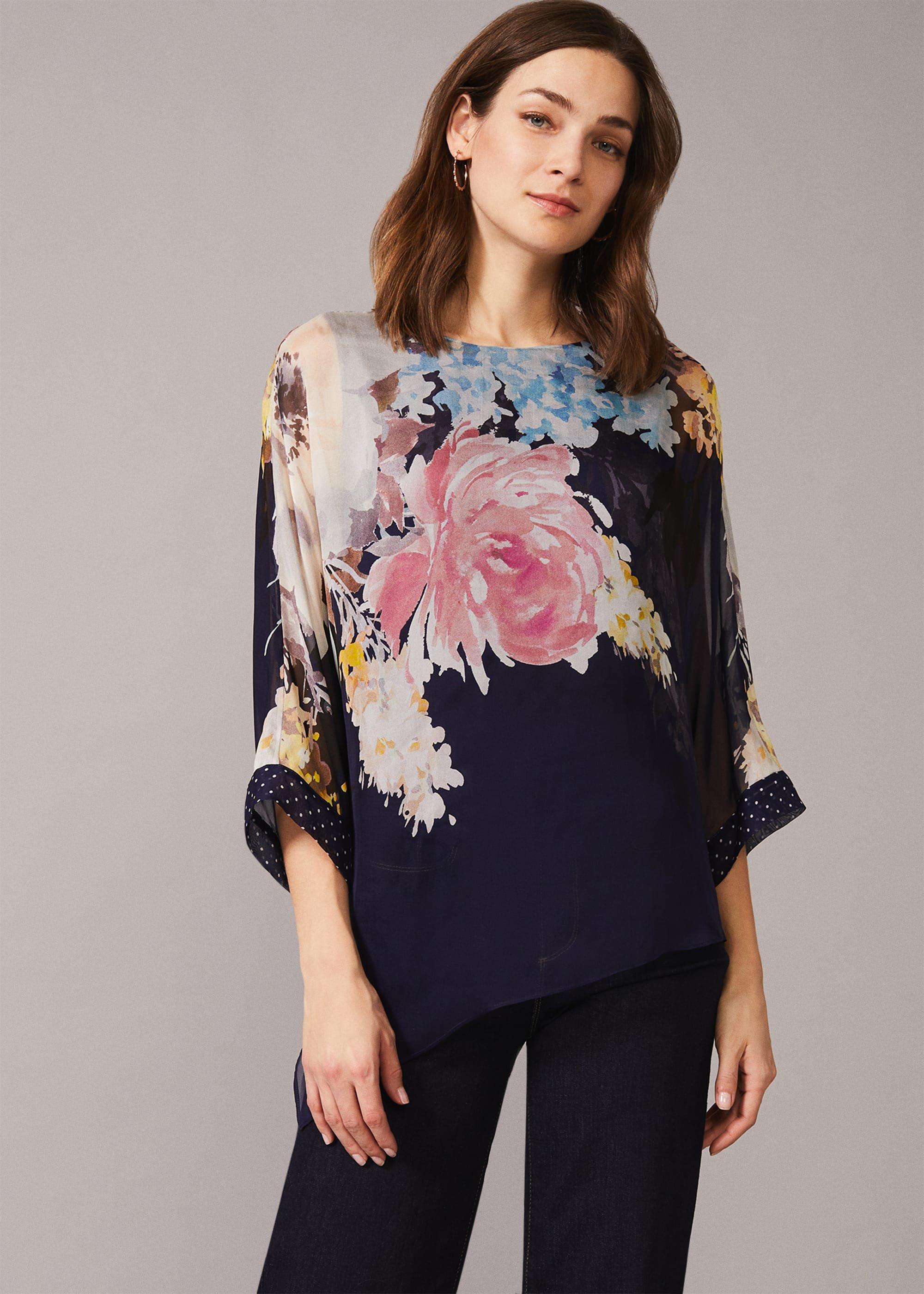 Blanche Floral Spot Silk Blouse