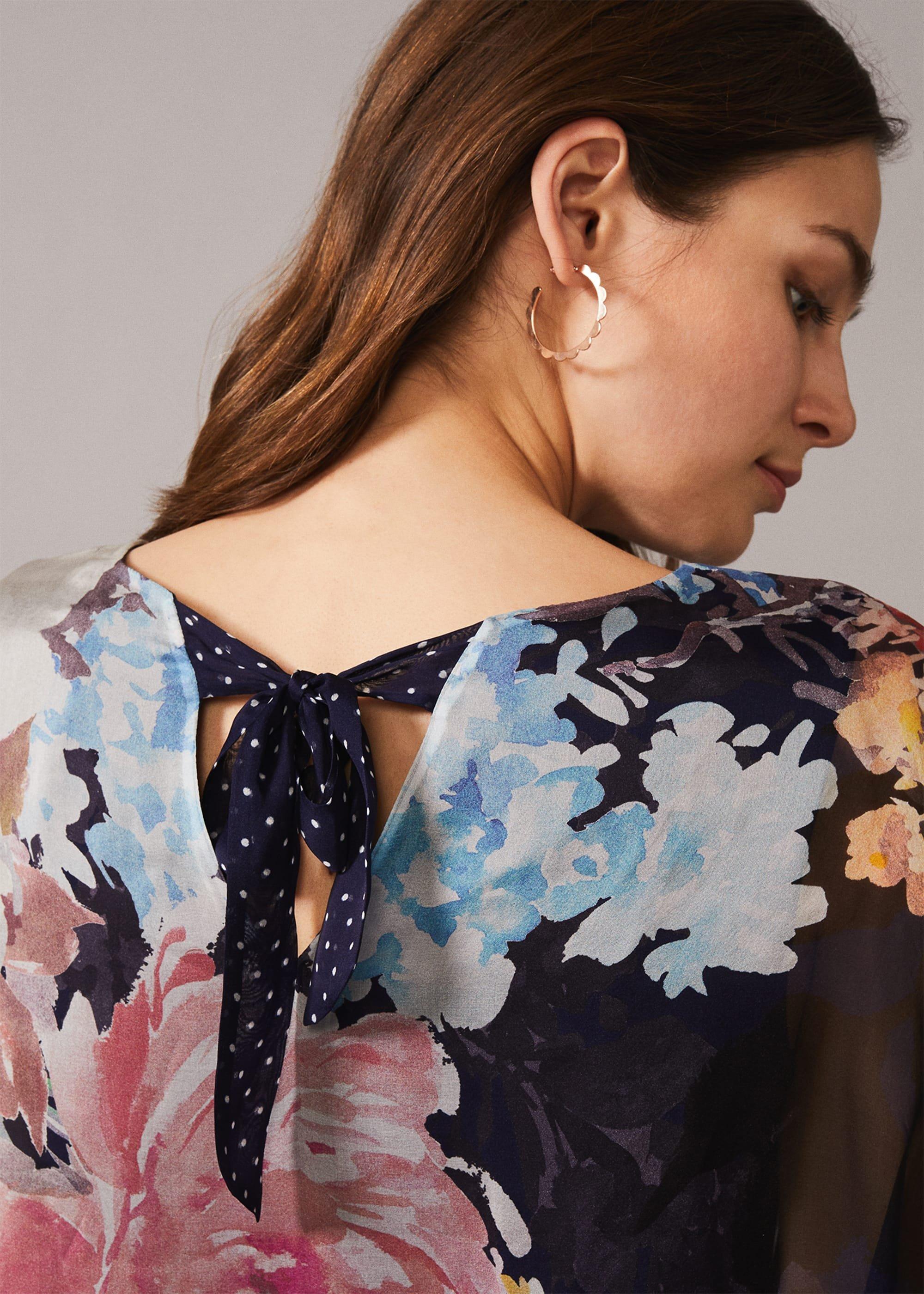 Blanche Floral Spot Silk Blouse