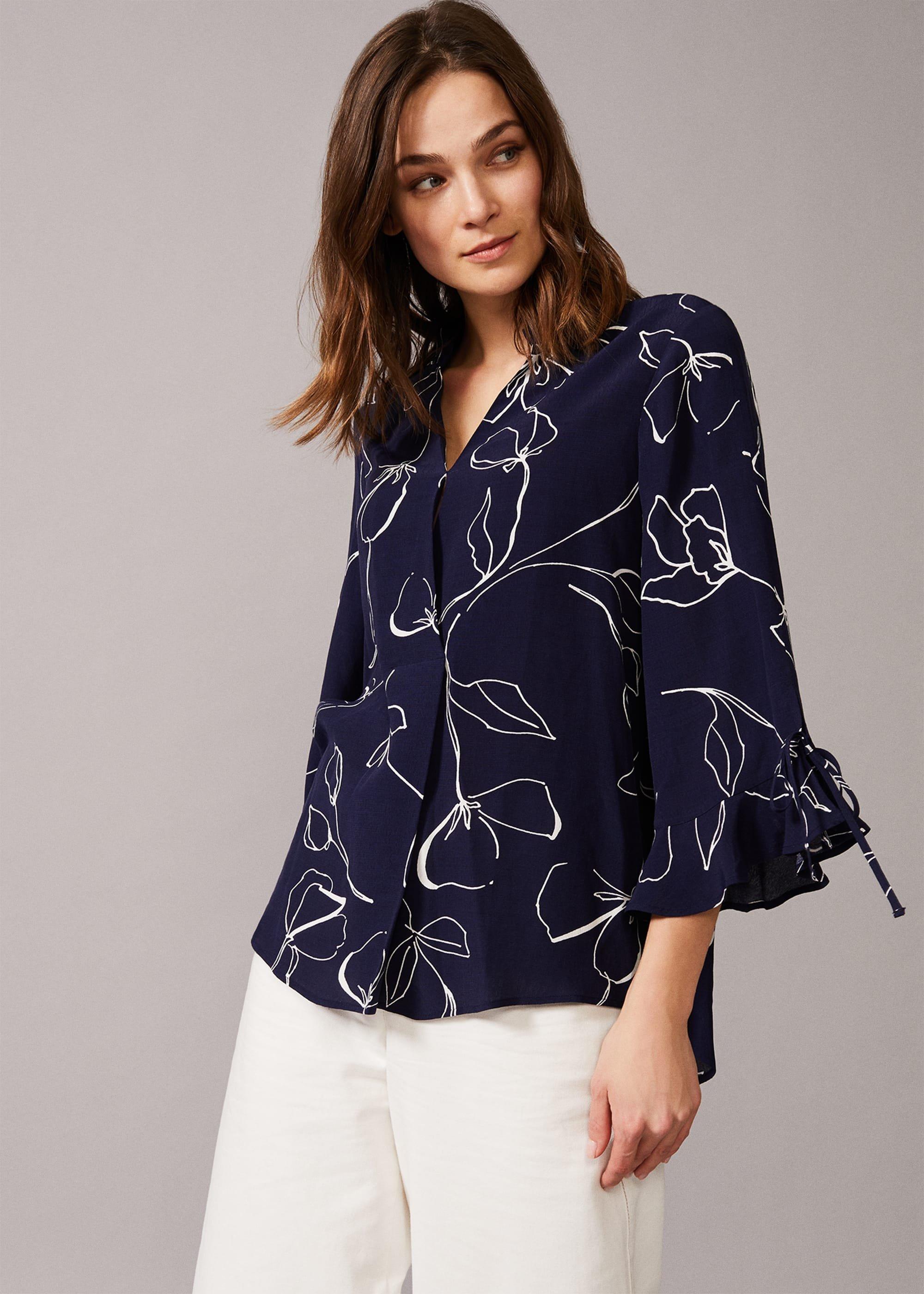 Linear Tie Sleeve Blouse