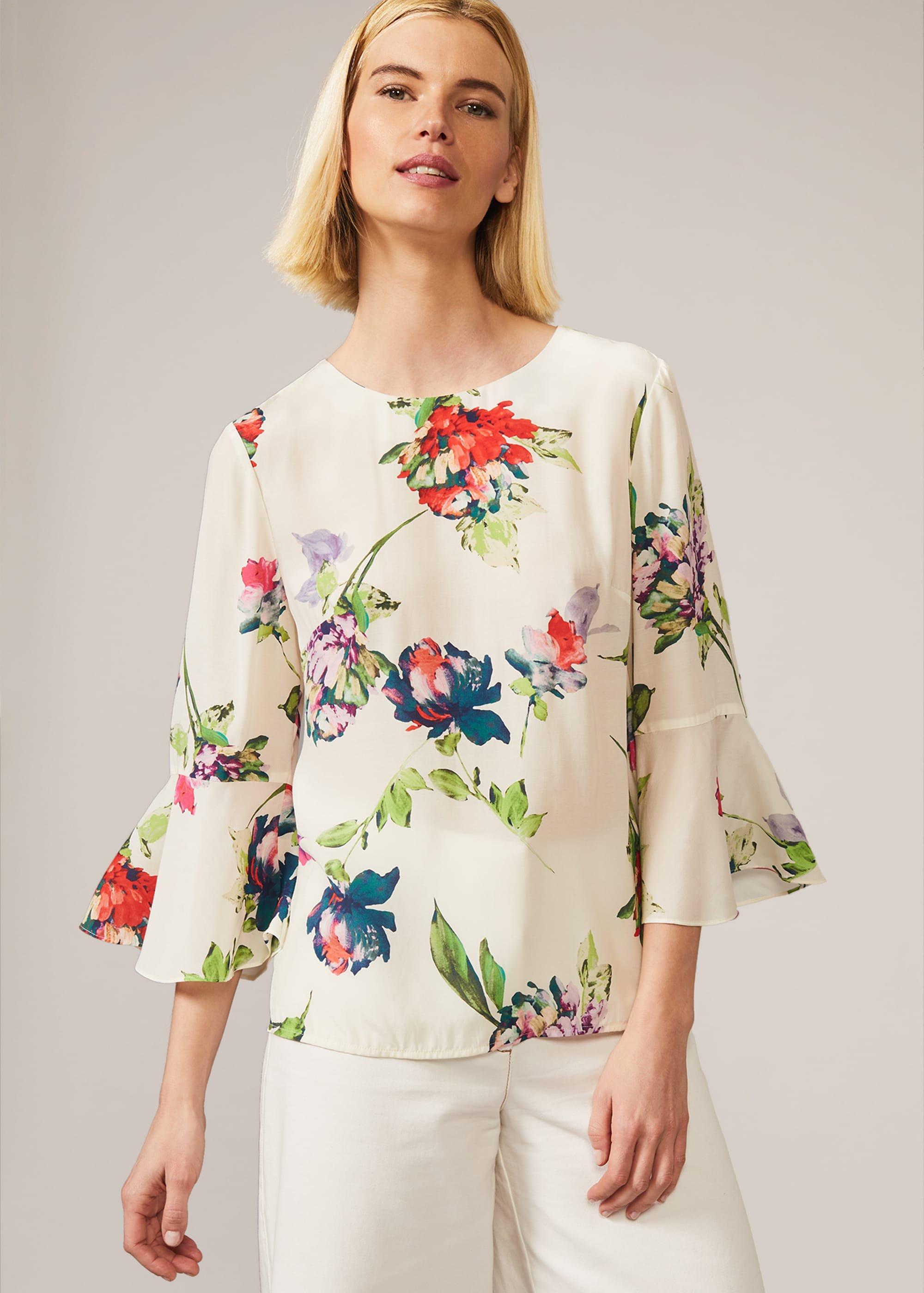 Ayara Floral Frill Sleeve Blouse