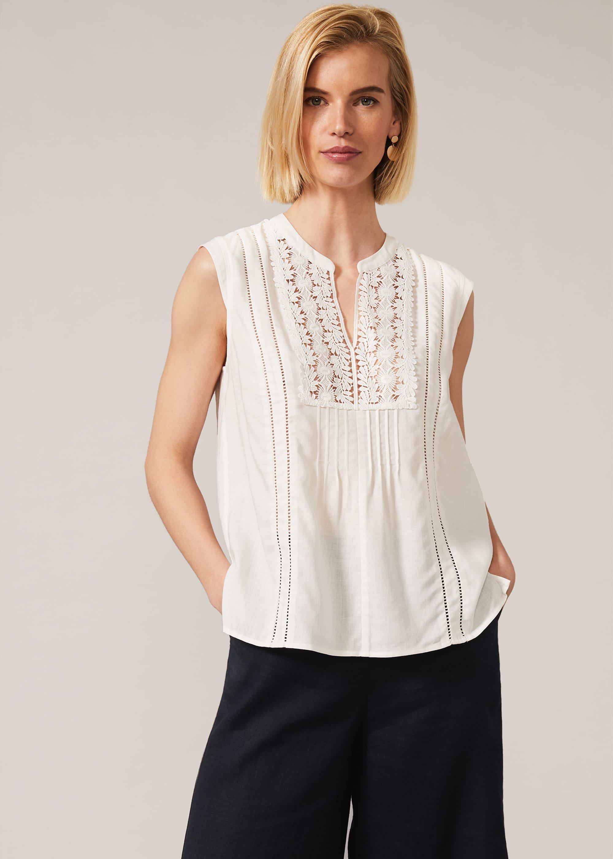 Zhane Lace Insert Sleeveless Blouse