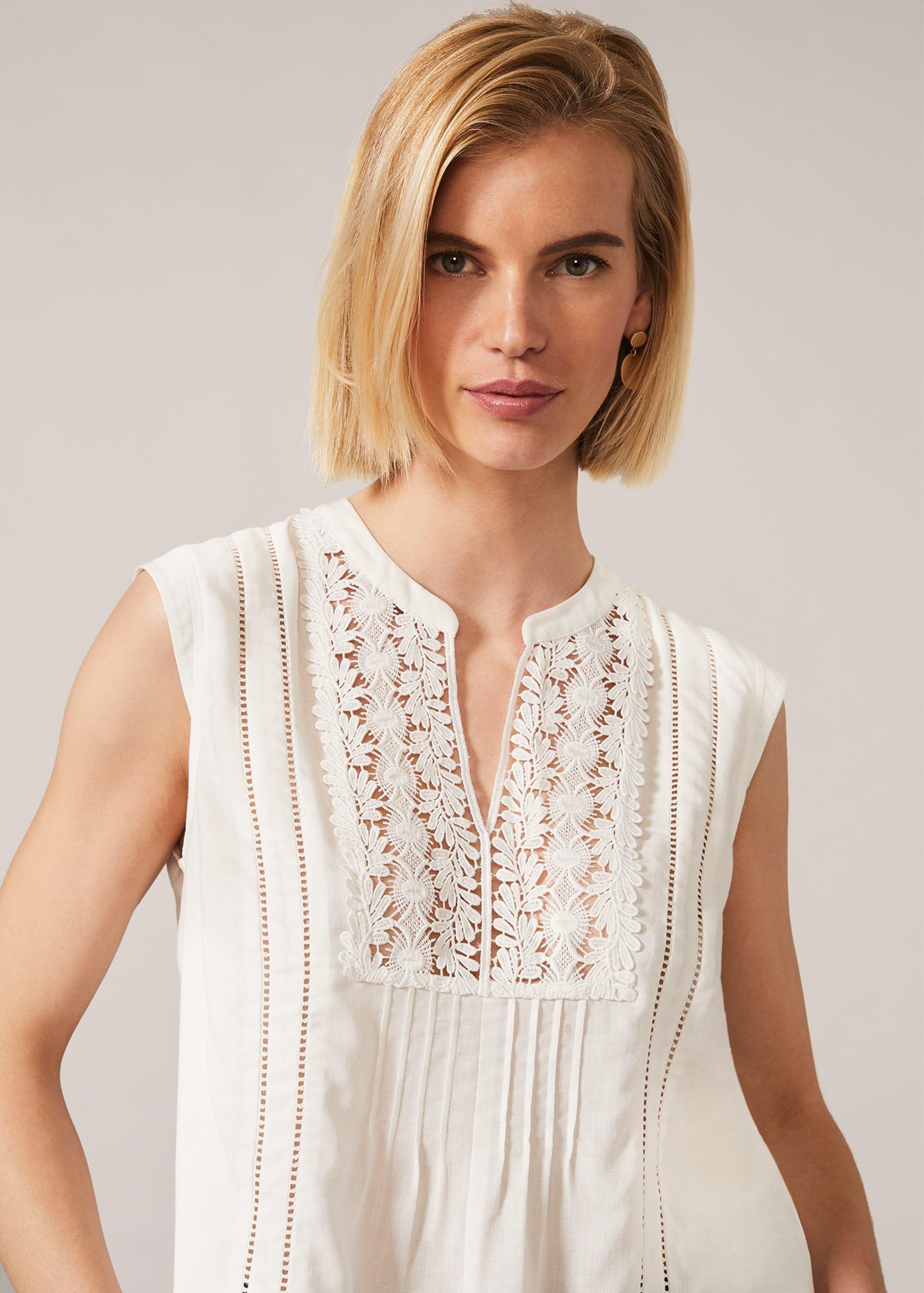 Zhane Lace Insert Sleeveless Blouse